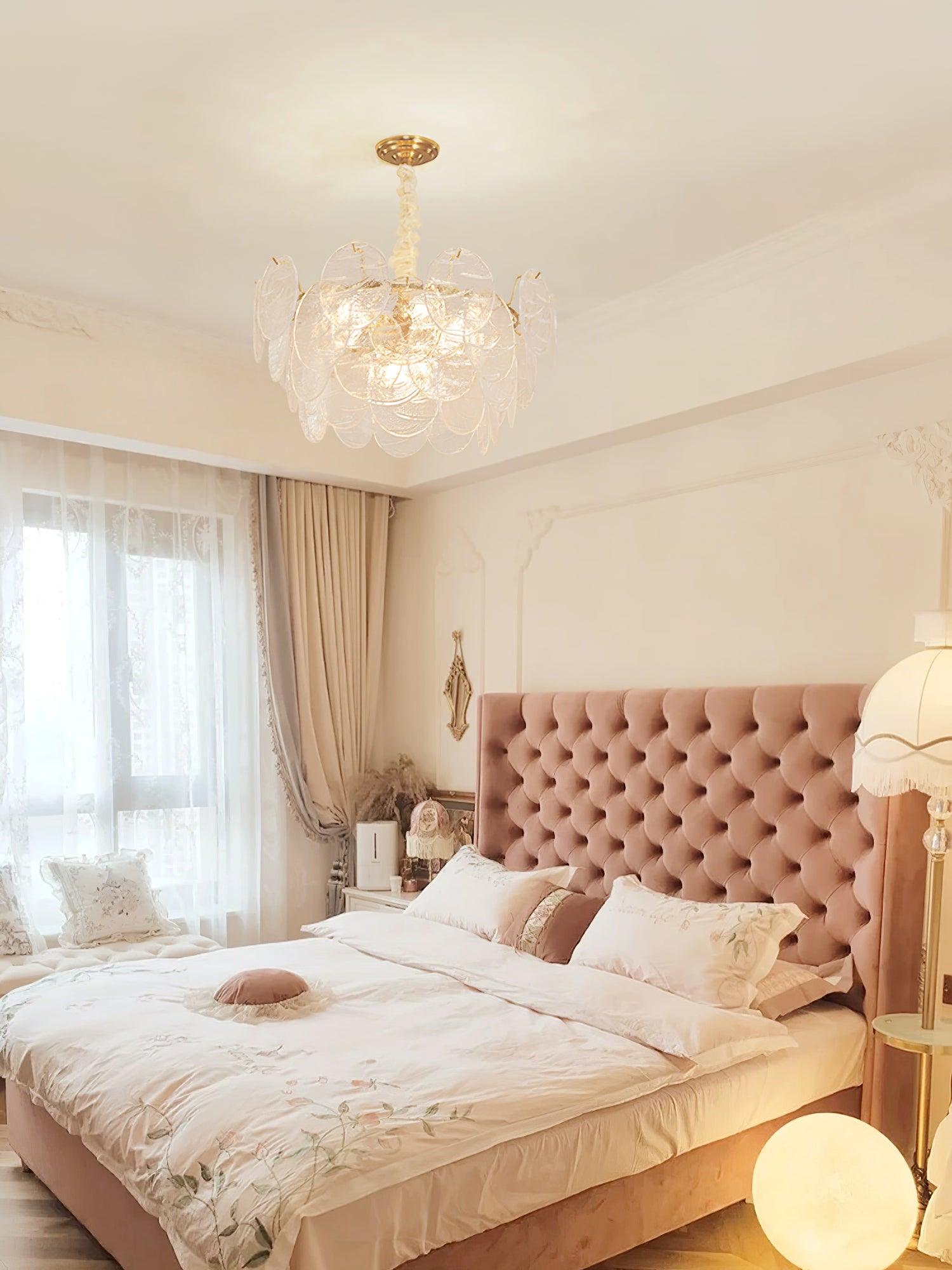 Lustra Chandelier Glass Disc Gold-Neutral Decor