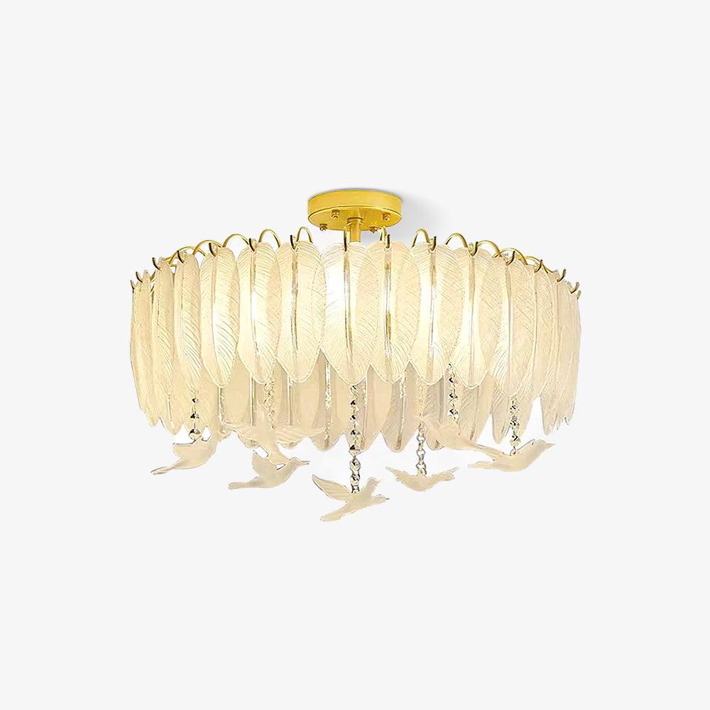 Sevelo Ceiling Lamp Glass Feather Bird Elegant-Neutral Decor