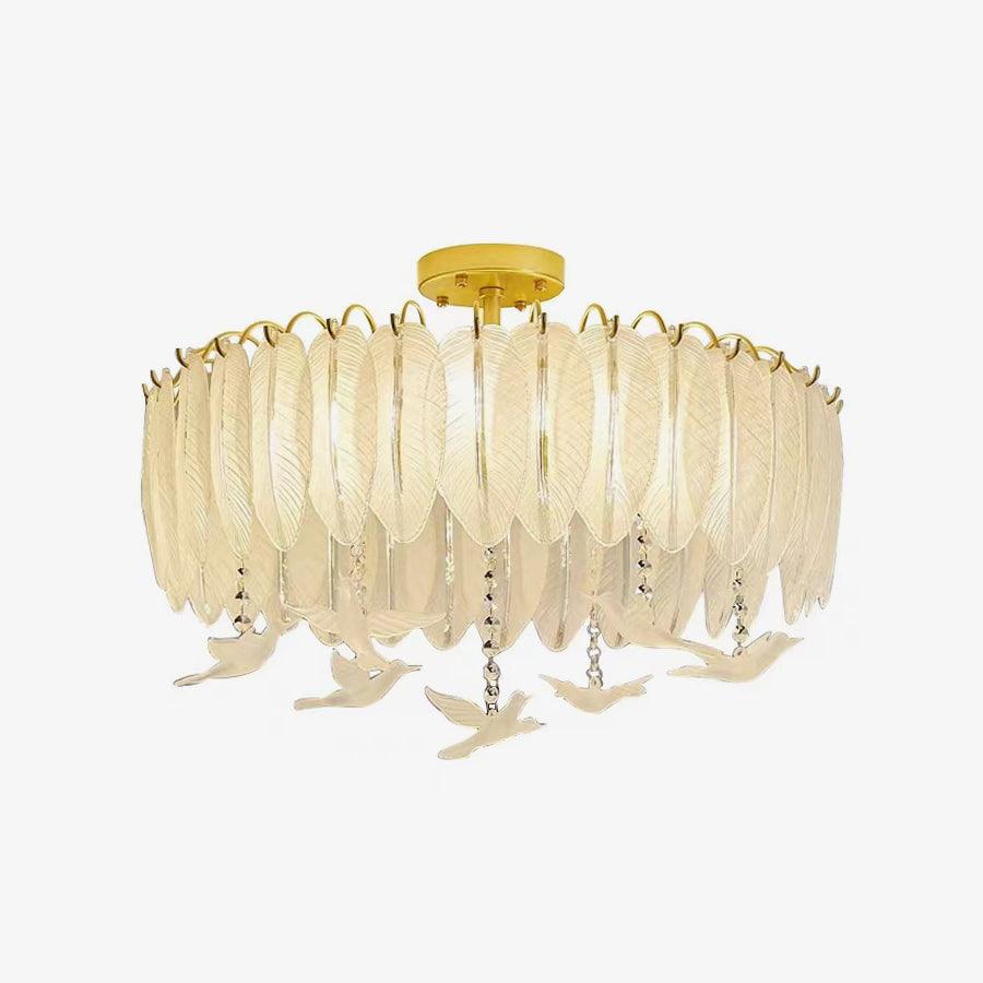 Sevelo Ceiling Lamp Glass Feather Bird Elegant-Neutral Decor
