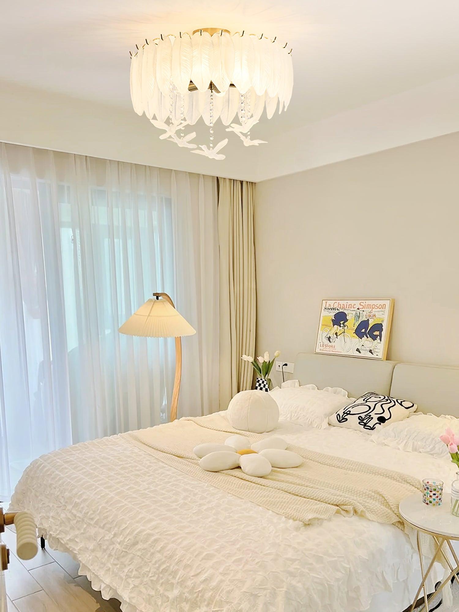 Sevelo Ceiling Lamp Glass Feather Bird Elegant-Neutral Decor