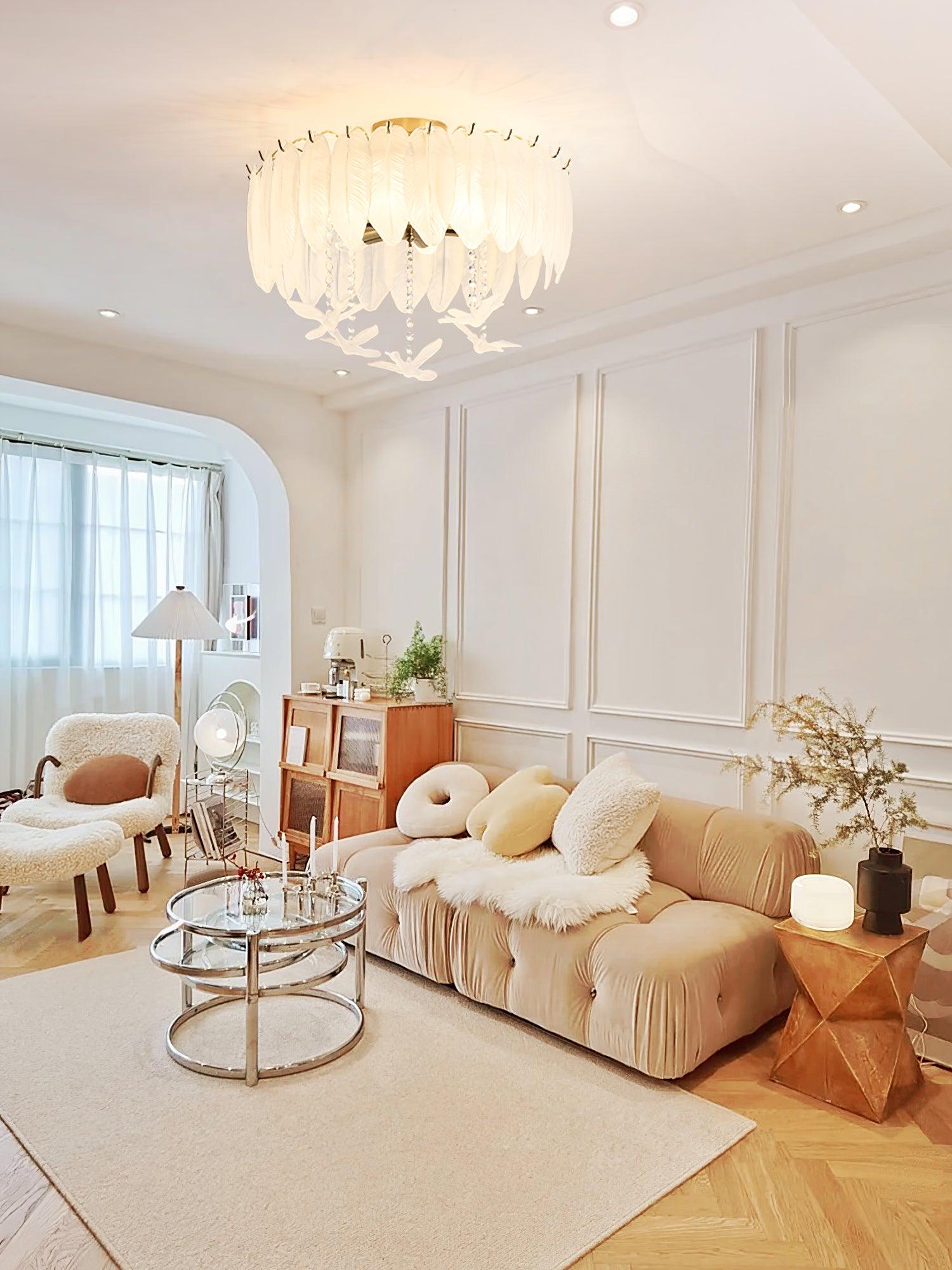Sevelo Ceiling Lamp Glass Feather Bird Elegant-Neutral Decor