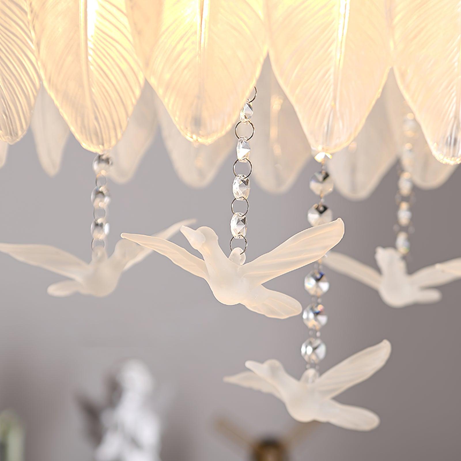 Sevelo Ceiling Lamp Glass Feather Bird Elegant-Neutral Decor