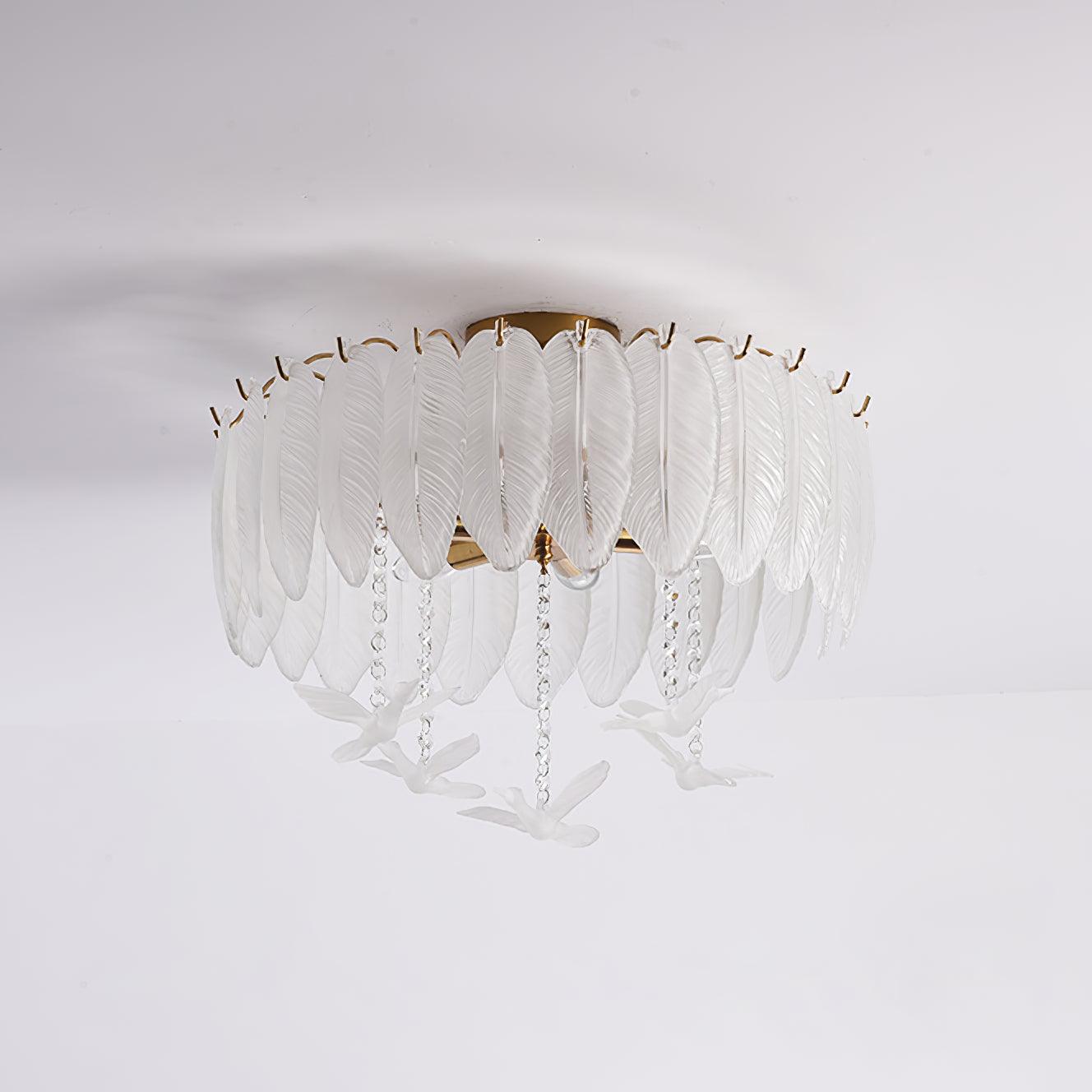 Sevelo Ceiling Lamp Glass Feather Bird Elegant-Neutral Decor