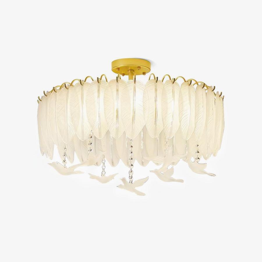 Sevelo Ceiling Lamp Glass Feather Bird Elegant-Neutral Decor