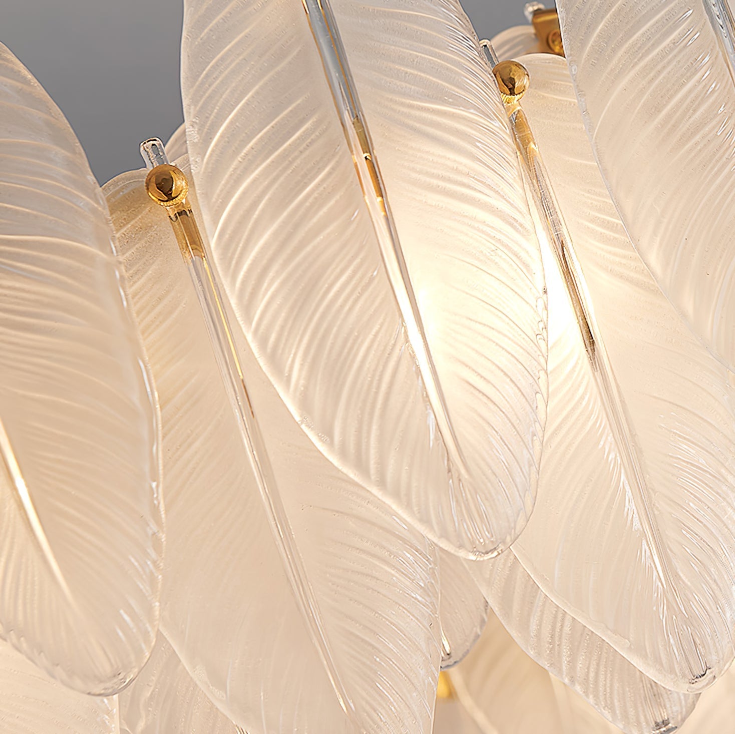 Lustra Chandelier Feather Glass Frosted Layered-Neutral Decor