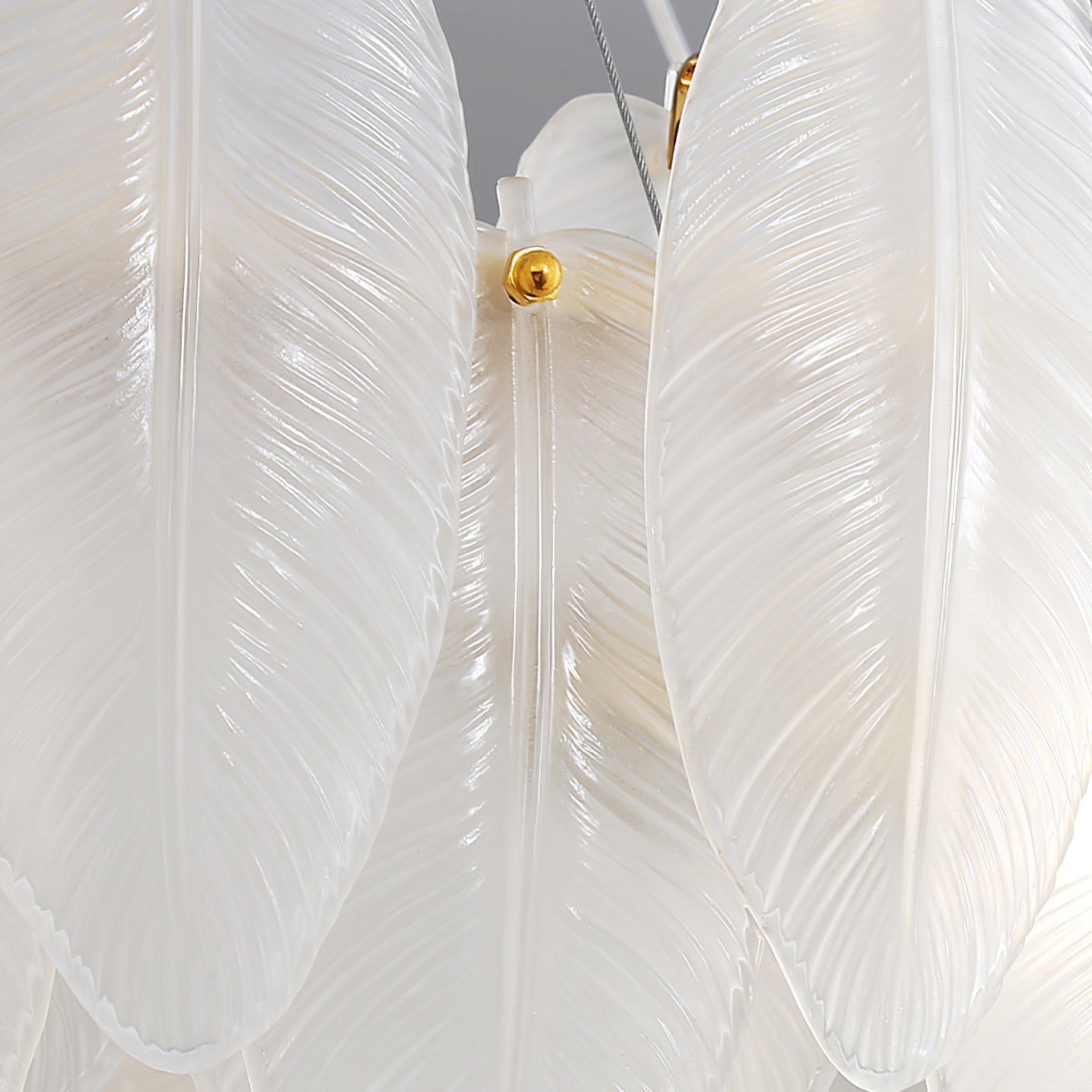 Lustra Chandelier Feather Glass Frosted Layered-Neutral Decor