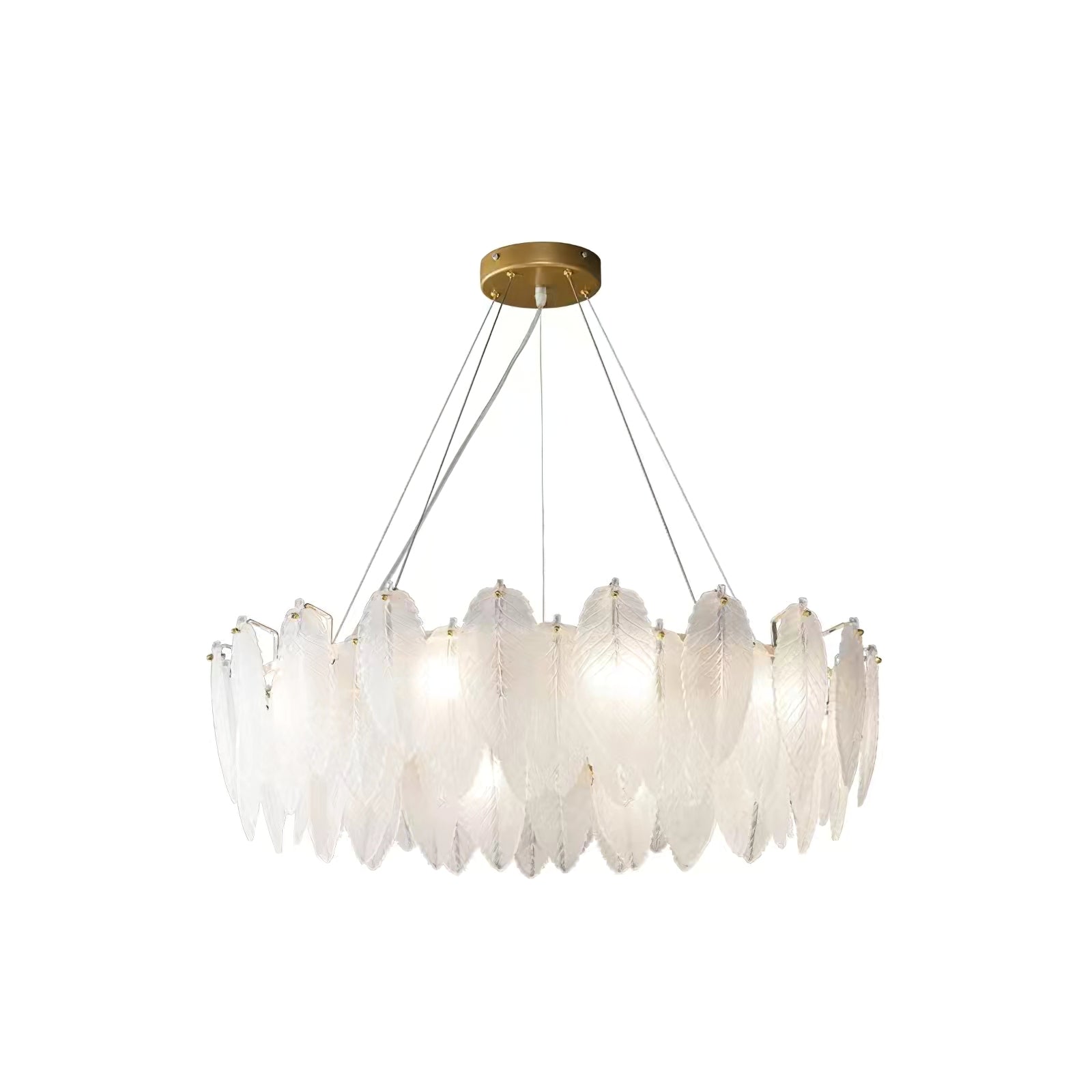 Lustra Chandelier Feather Glass Frosted Layered-Neutral Decor