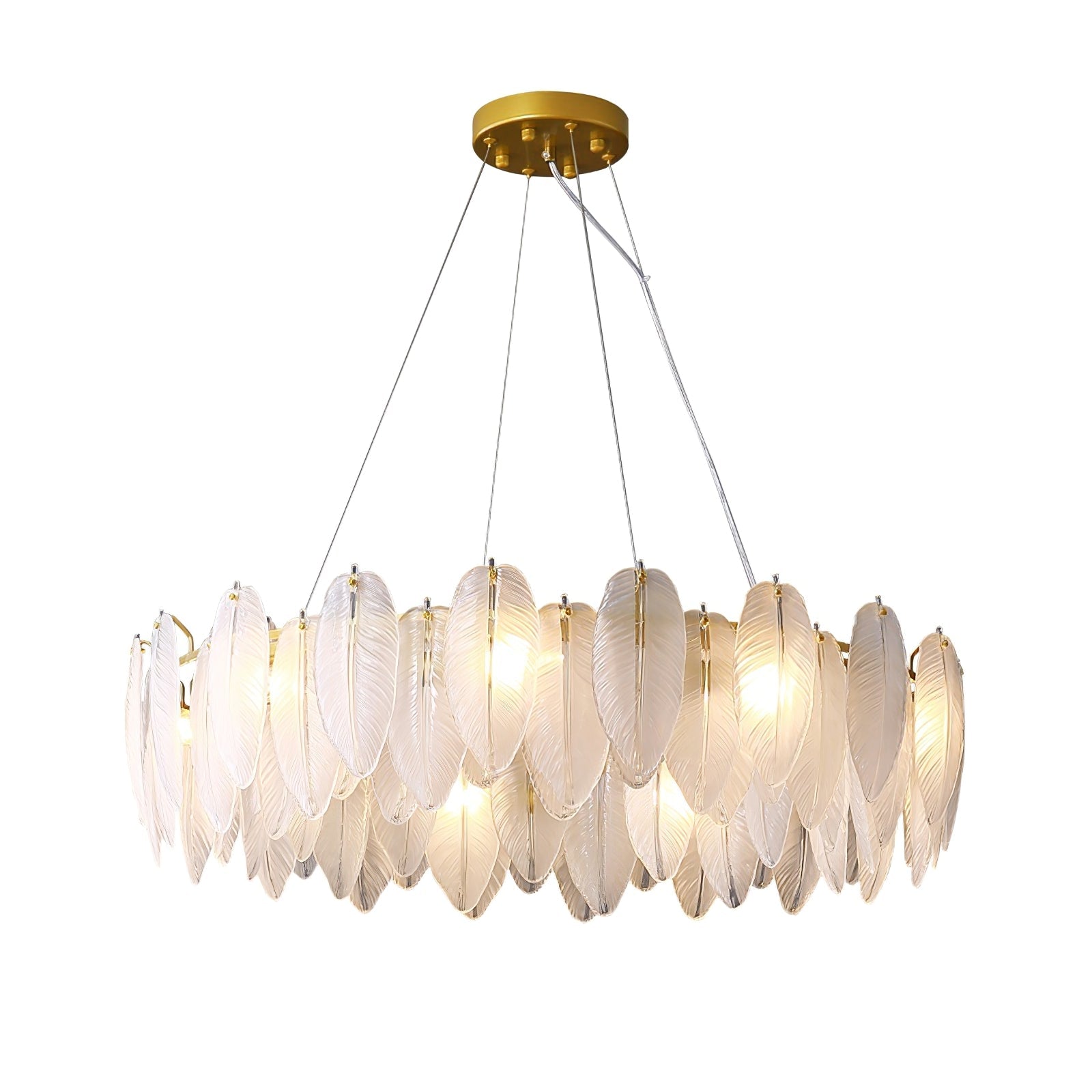 Lustra Chandelier Feather Glass Frosted Layered-Neutral Decor