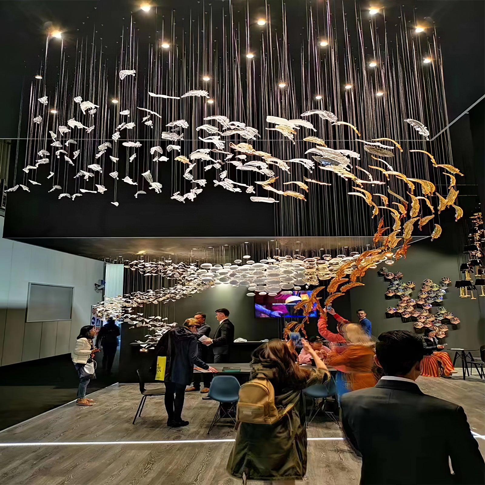 Aetherial Glass Leaf Chandelier-Neutral Decor