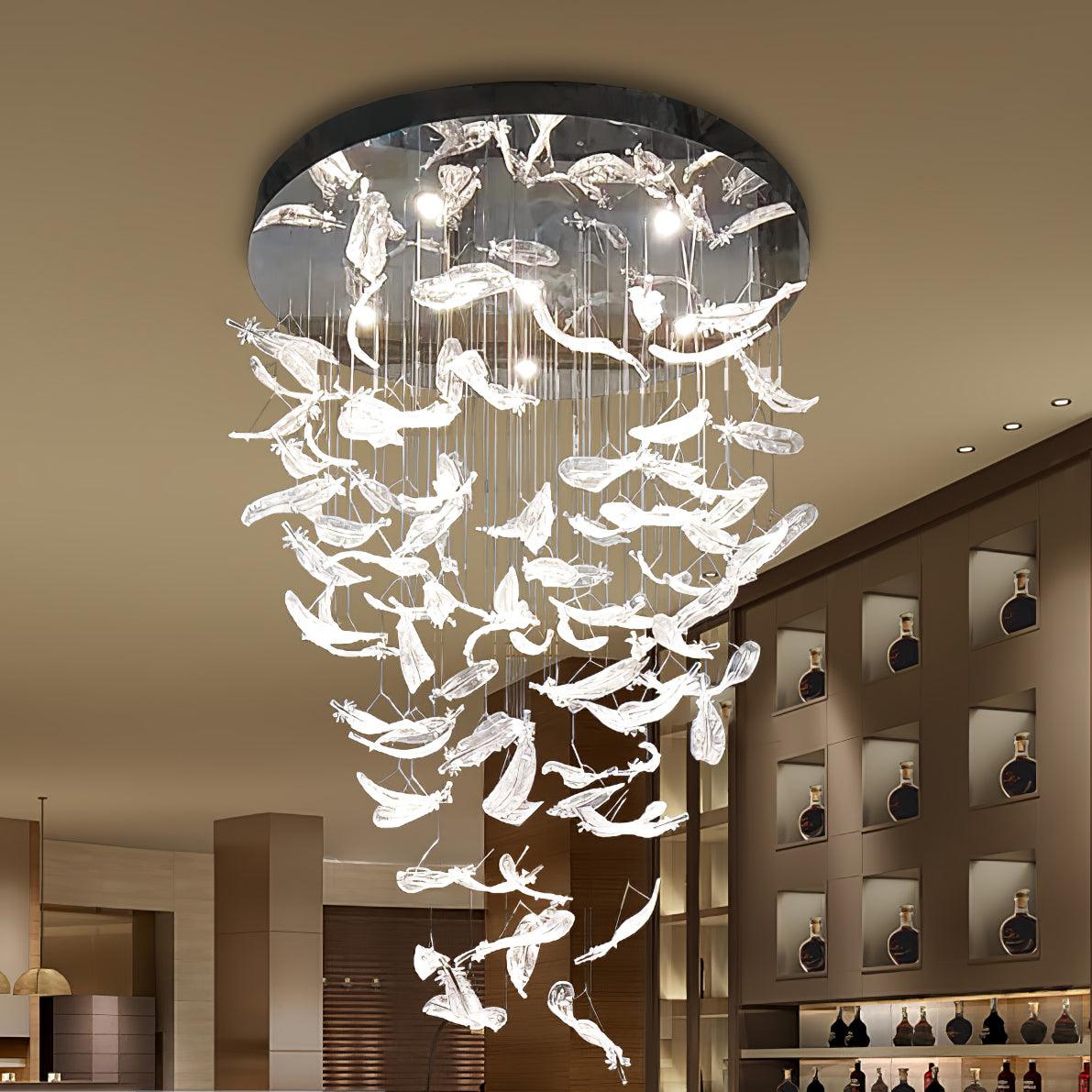 Aetherial Glass Leaf Chandelier-Neutral Decor