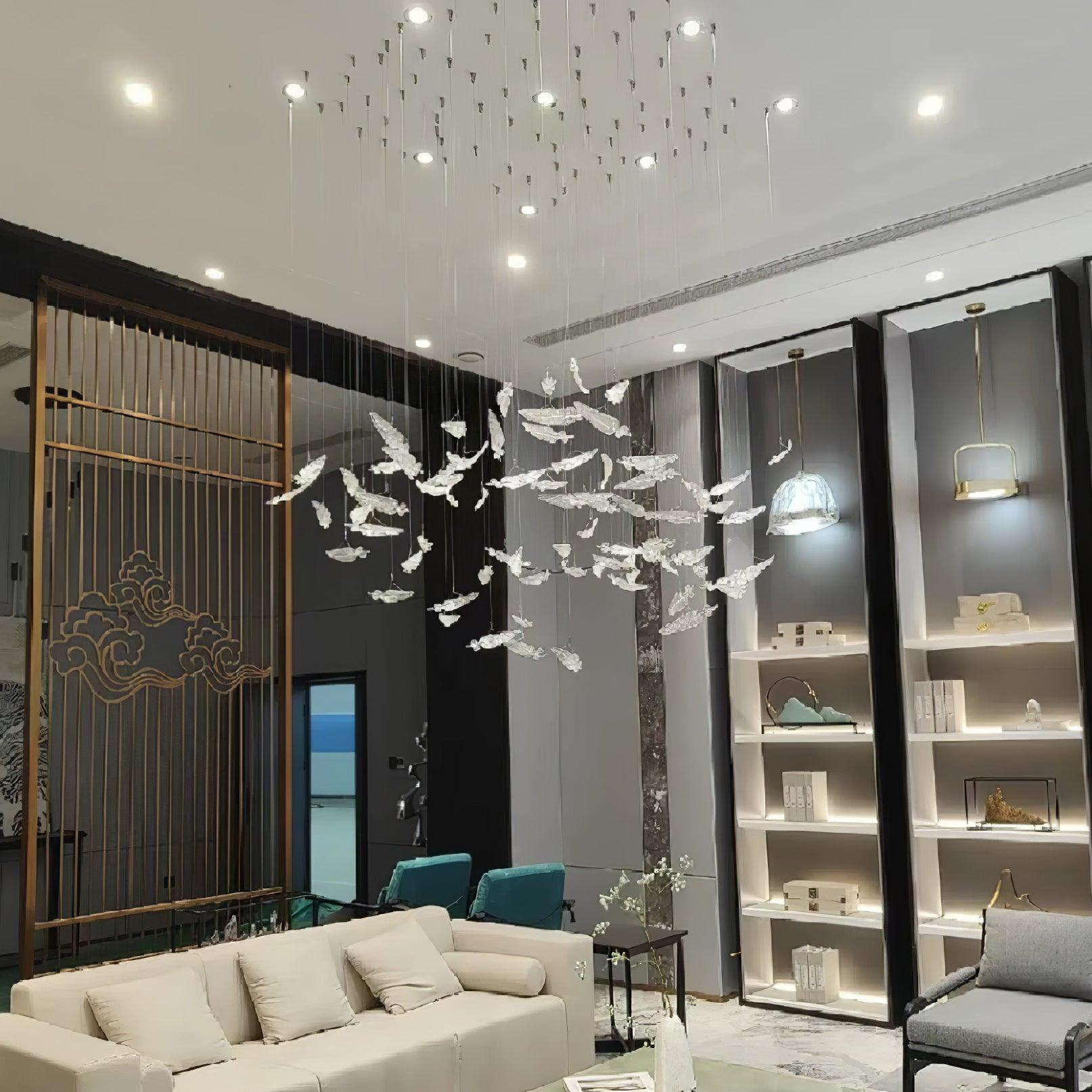 Aetherial Glass Leaf Chandelier-Neutral Decor