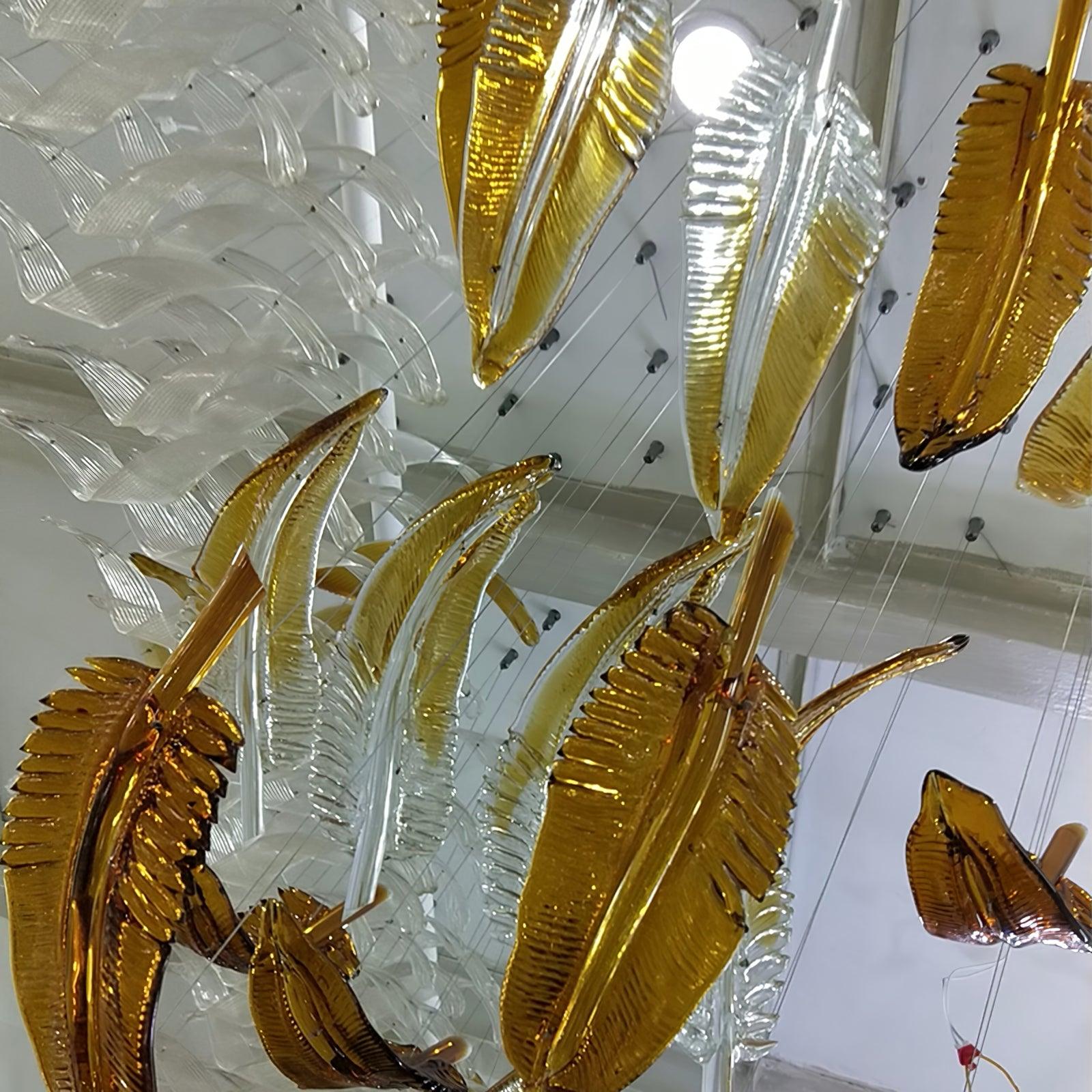 Aetherial Glass Leaf Chandelier-Neutral Decor