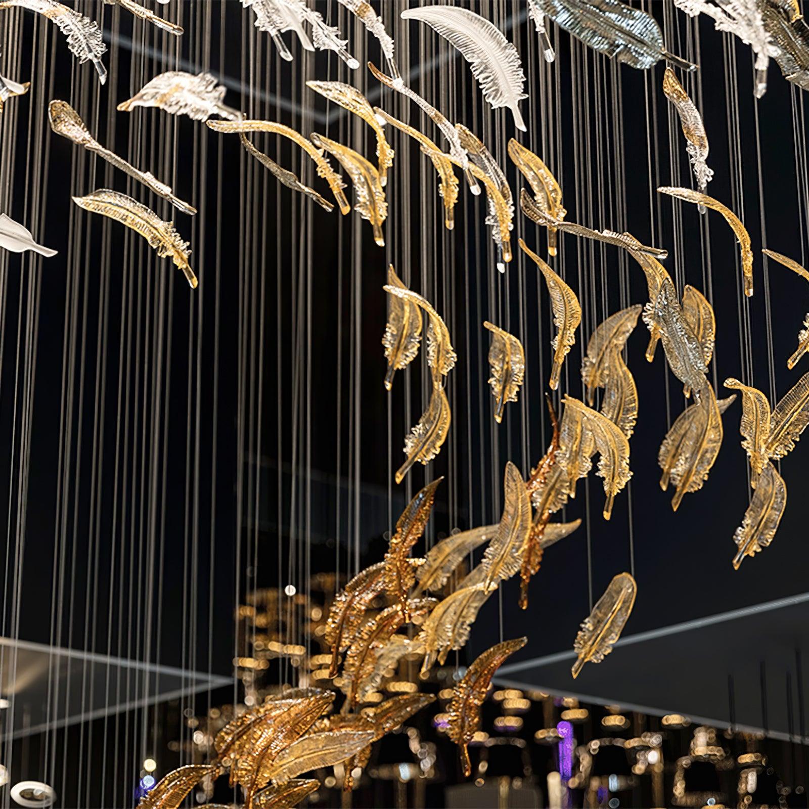 Aetherial Glass Leaf Chandelier-Neutral Decor