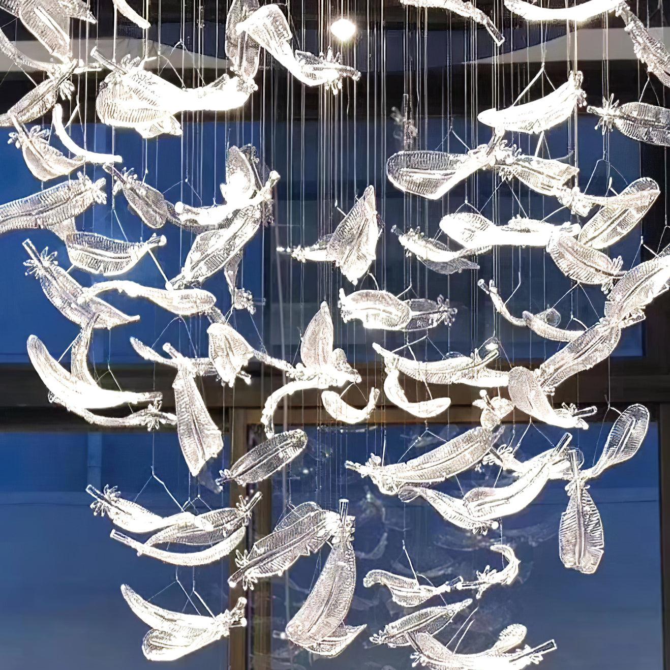 Aetherial Glass Leaf Chandelier-Neutral Decor