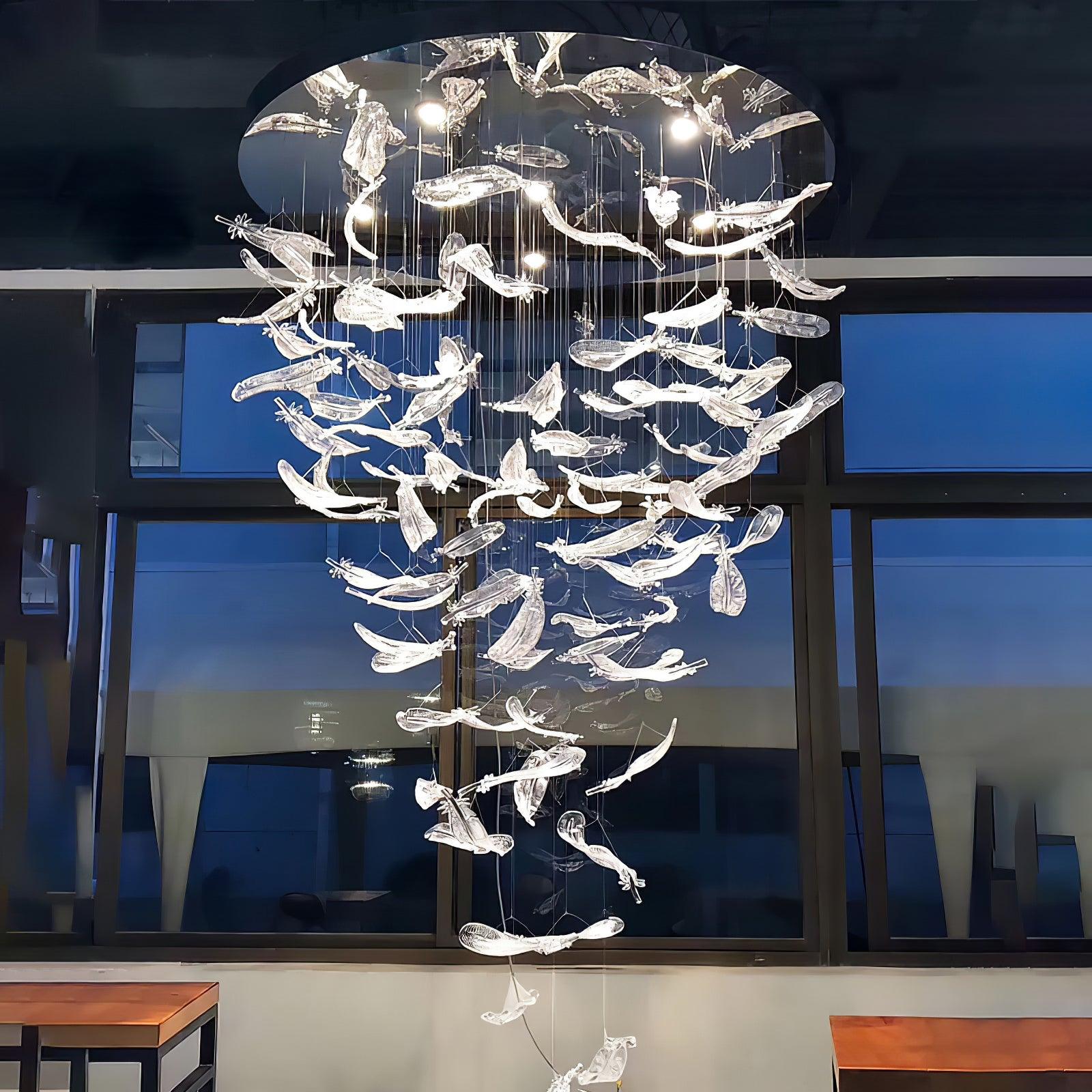 Aetherial Glass Leaf Chandelier-Neutral Decor