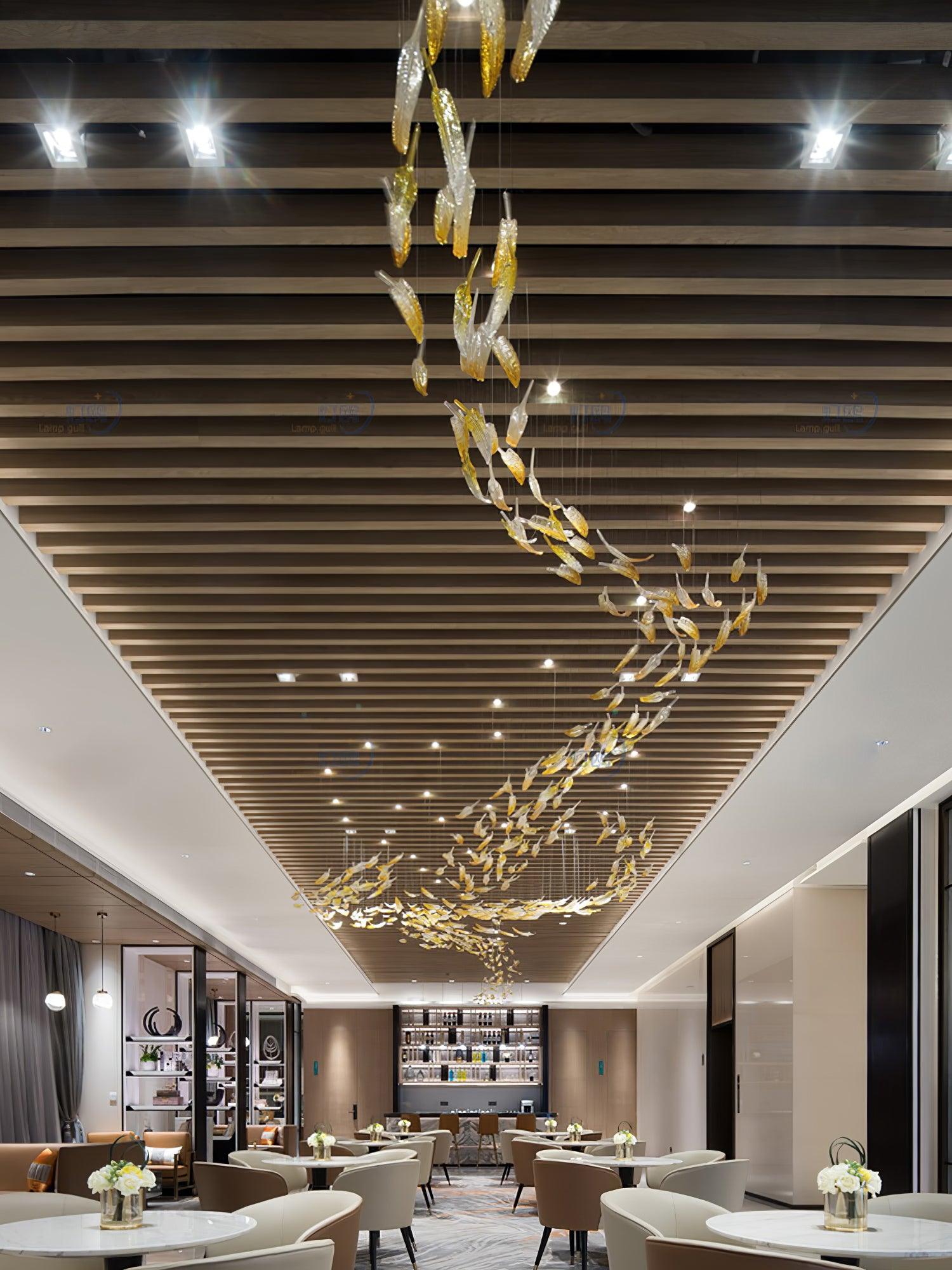Aetherial Glass Leaf Chandelier-Neutral Decor