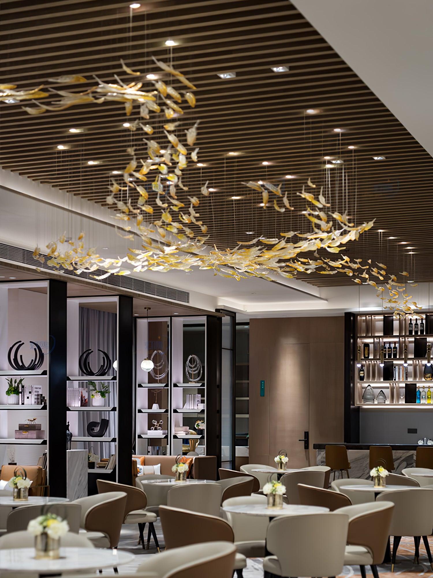 Aetherial Glass Leaf Chandelier-Neutral Decor