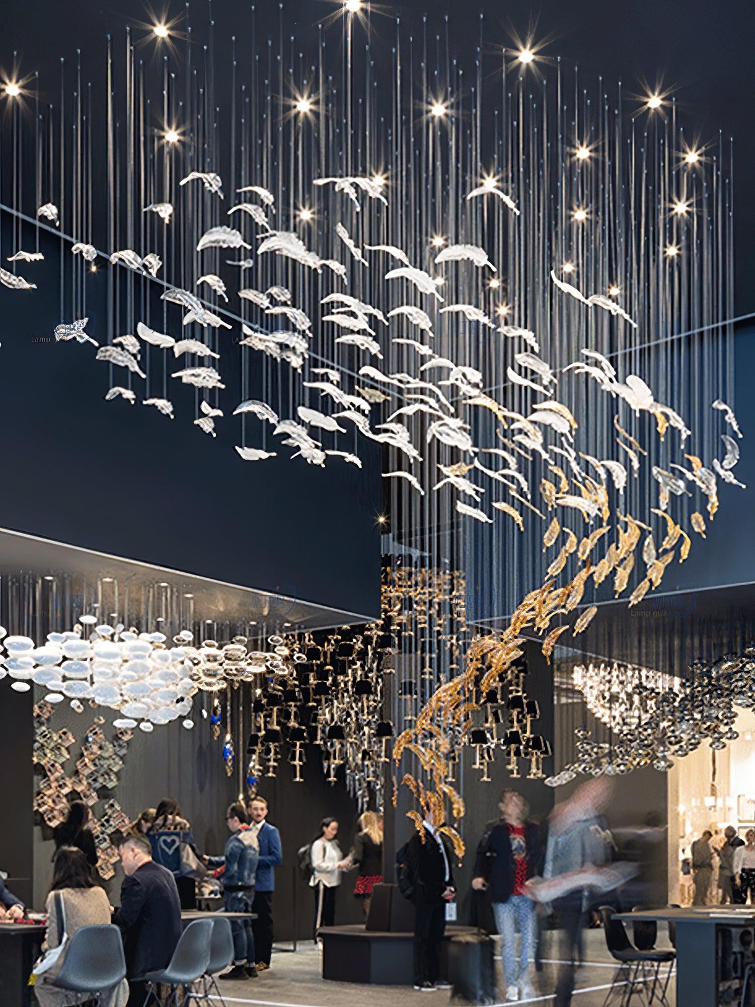 Aetherial Glass Leaf Chandelier-Neutral Decor