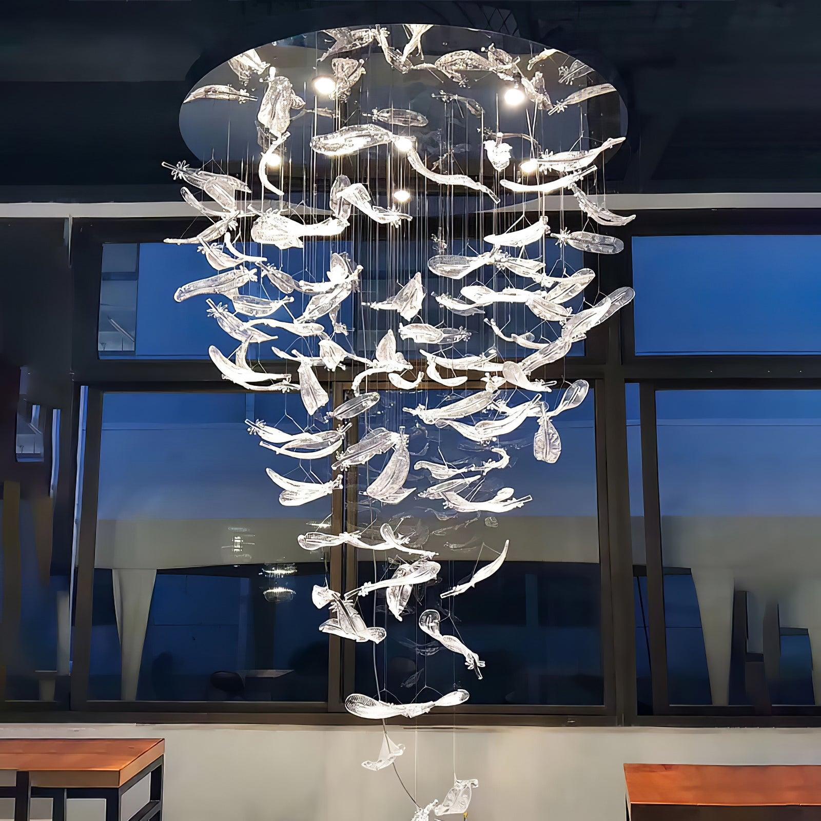 Aetherial Glass Leaf Chandelier-Neutral Decor