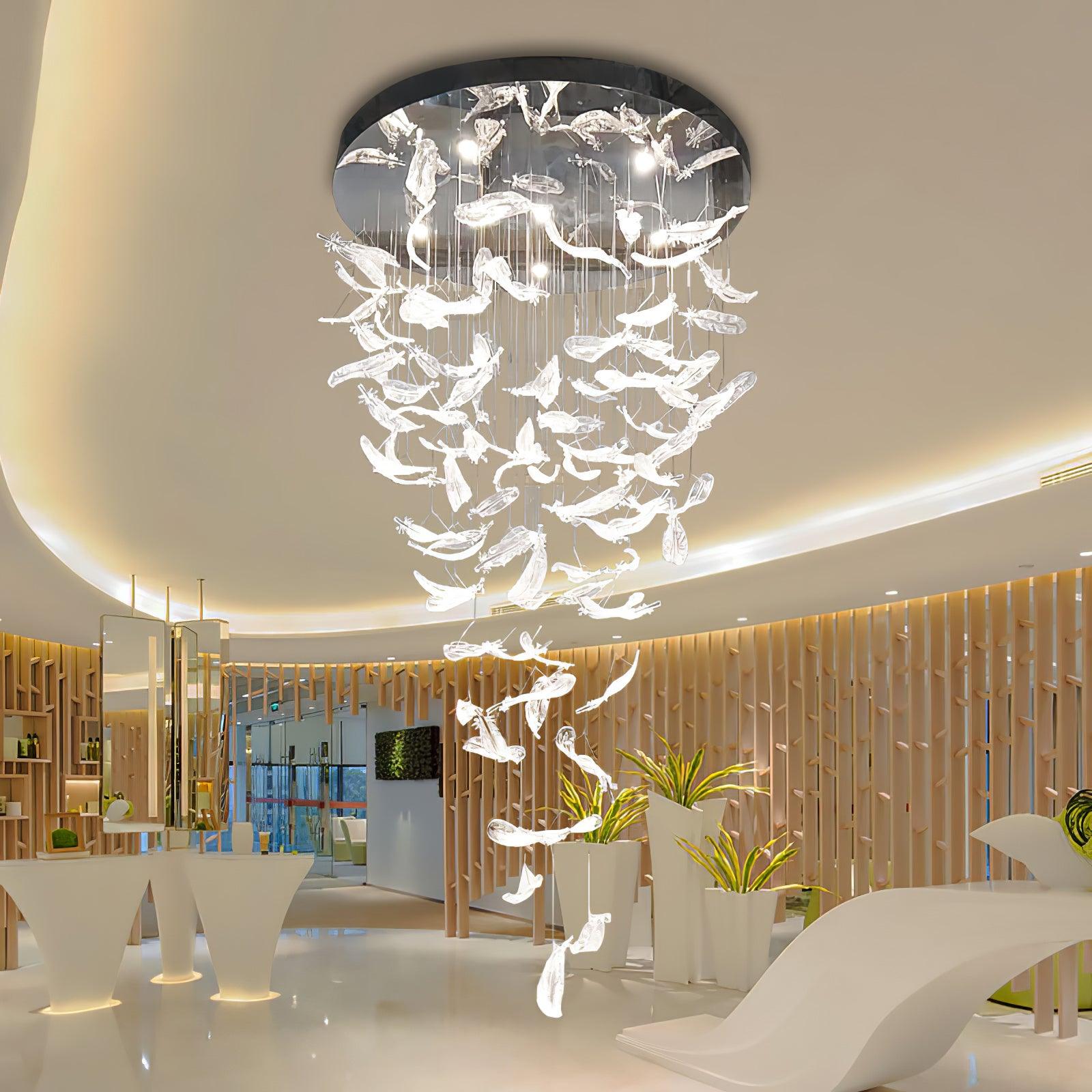 Aetherial Glass Leaf Chandelier-Neutral Decor