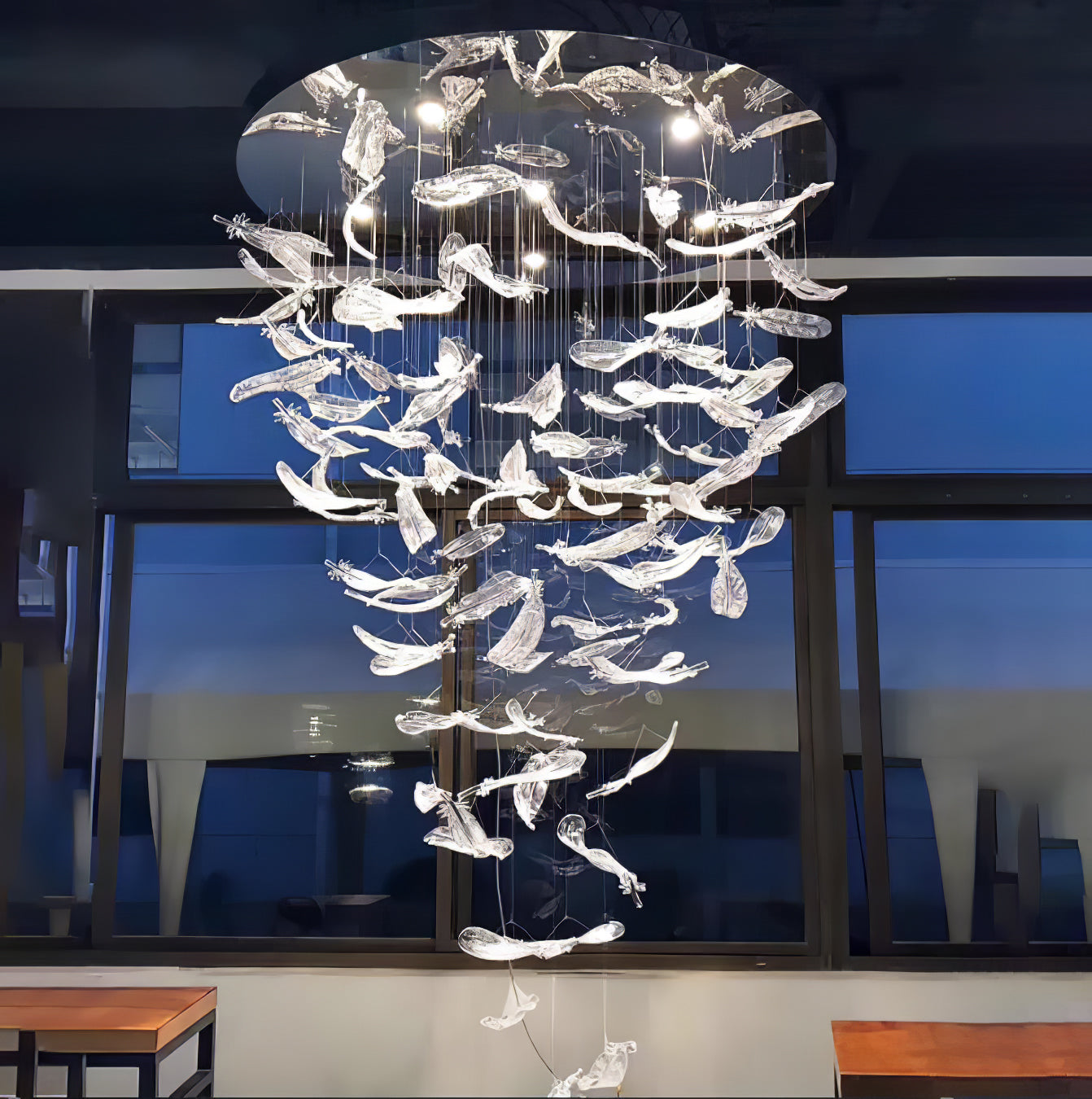 Aetherial Glass Leaf Chandelier-Neutral Decor