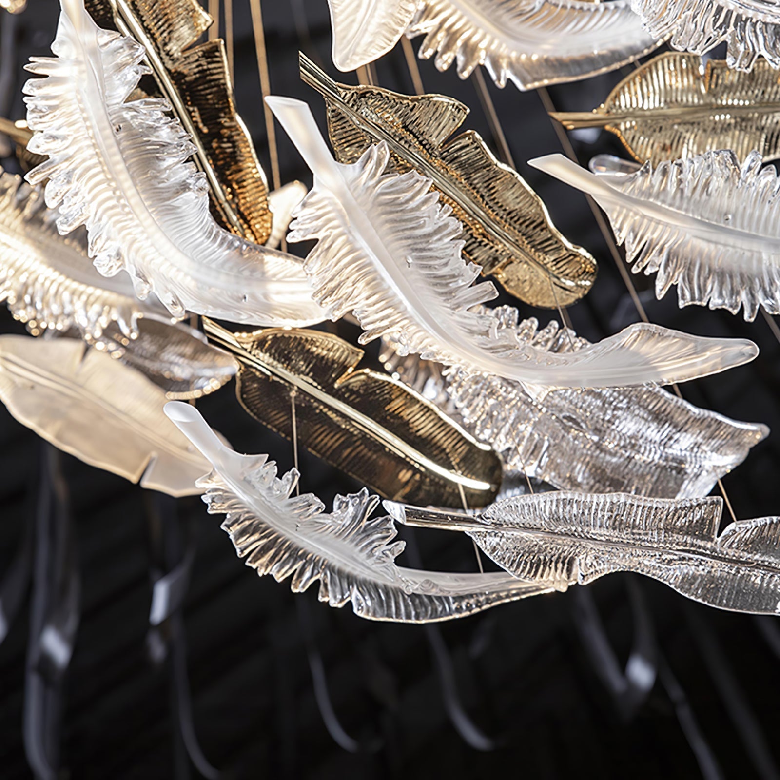 Aetherial Glass Leaf Chandelier-Neutral Decor