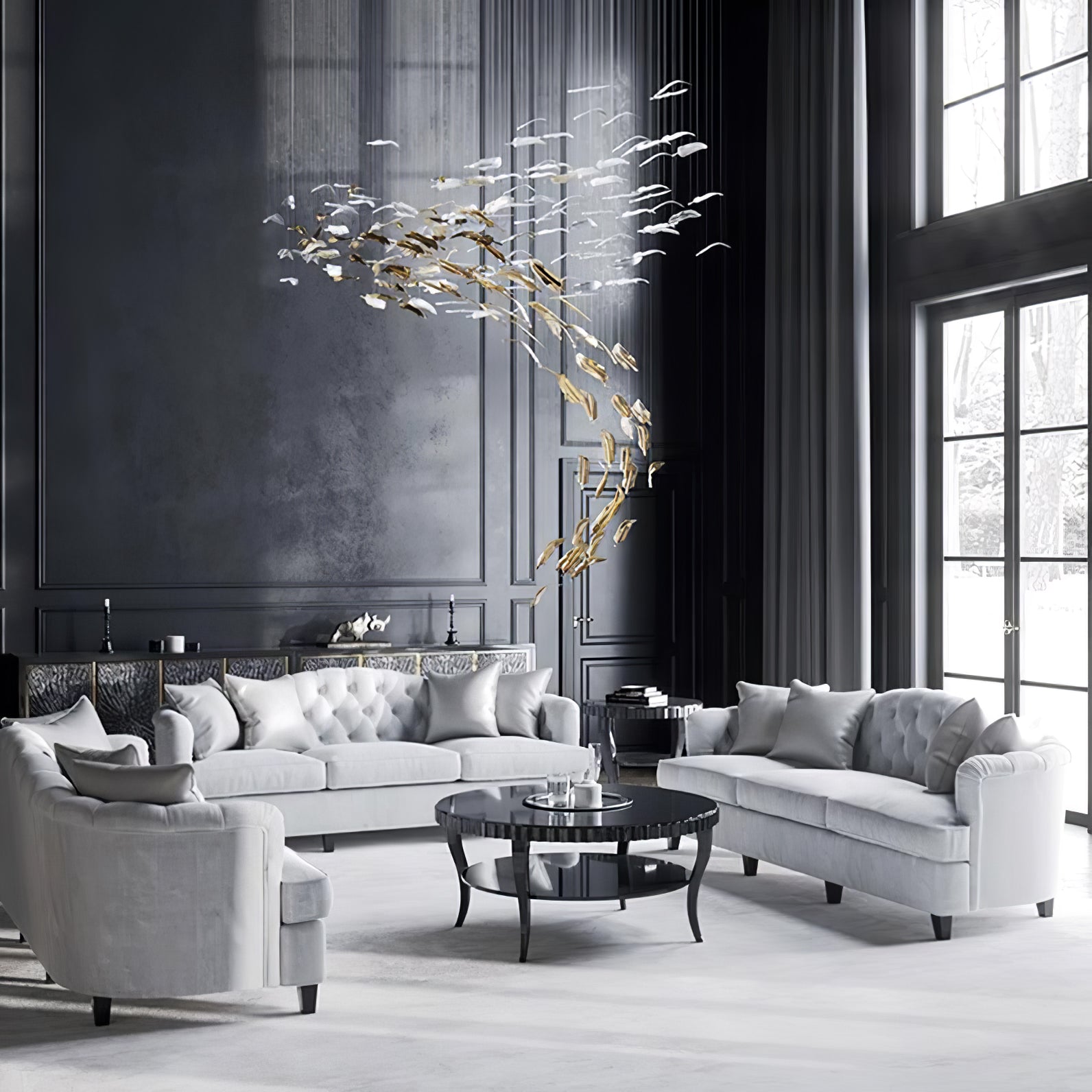 Aetherial Glass Leaf Chandelier-Neutral Decor