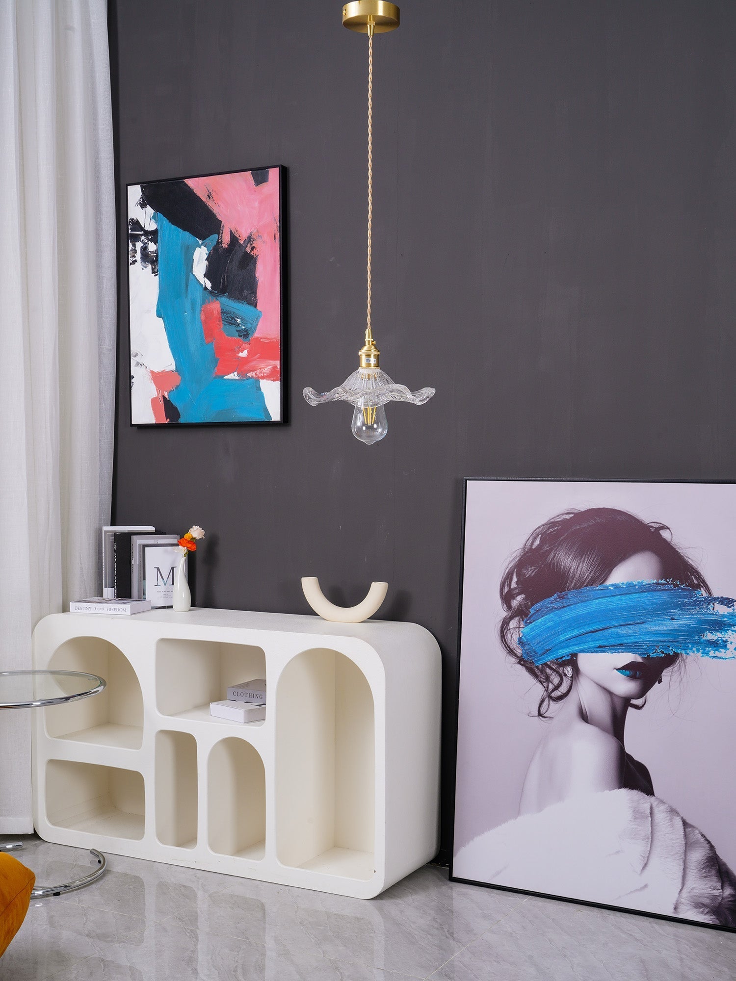 Umi Brass & Glass Vintage Pendant Light-Neutral Decor