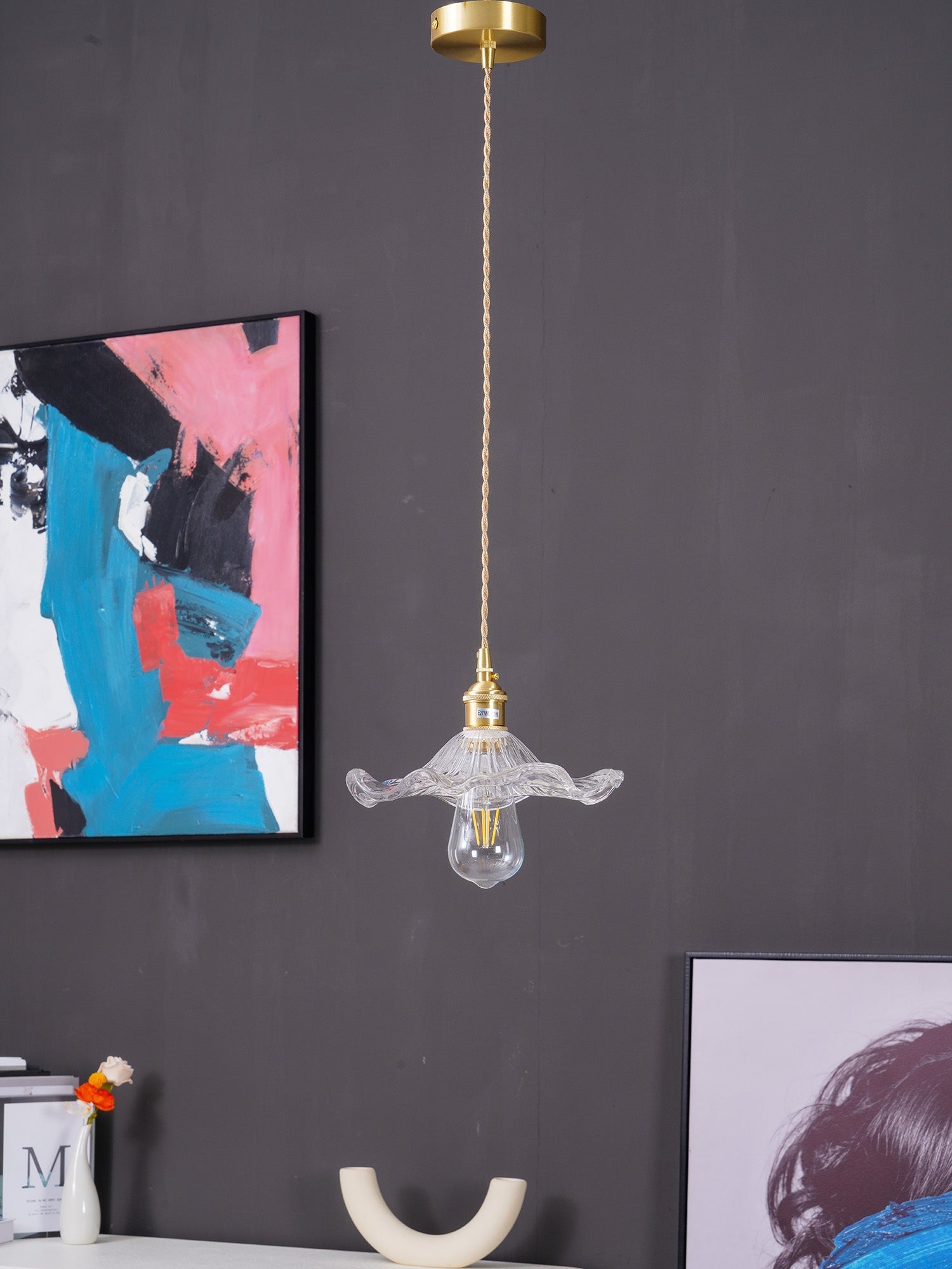 Umi Brass & Glass Vintage Pendant Light-Neutral Decor