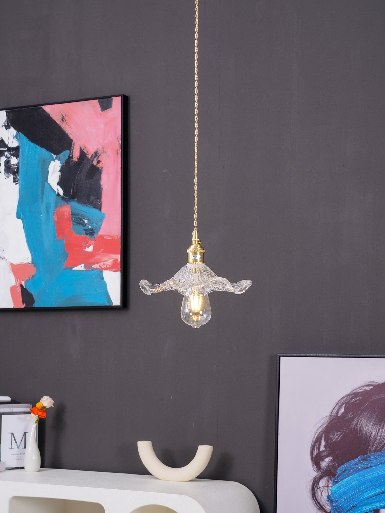 Umi Brass & Glass Vintage Pendant Light-Neutral Decor