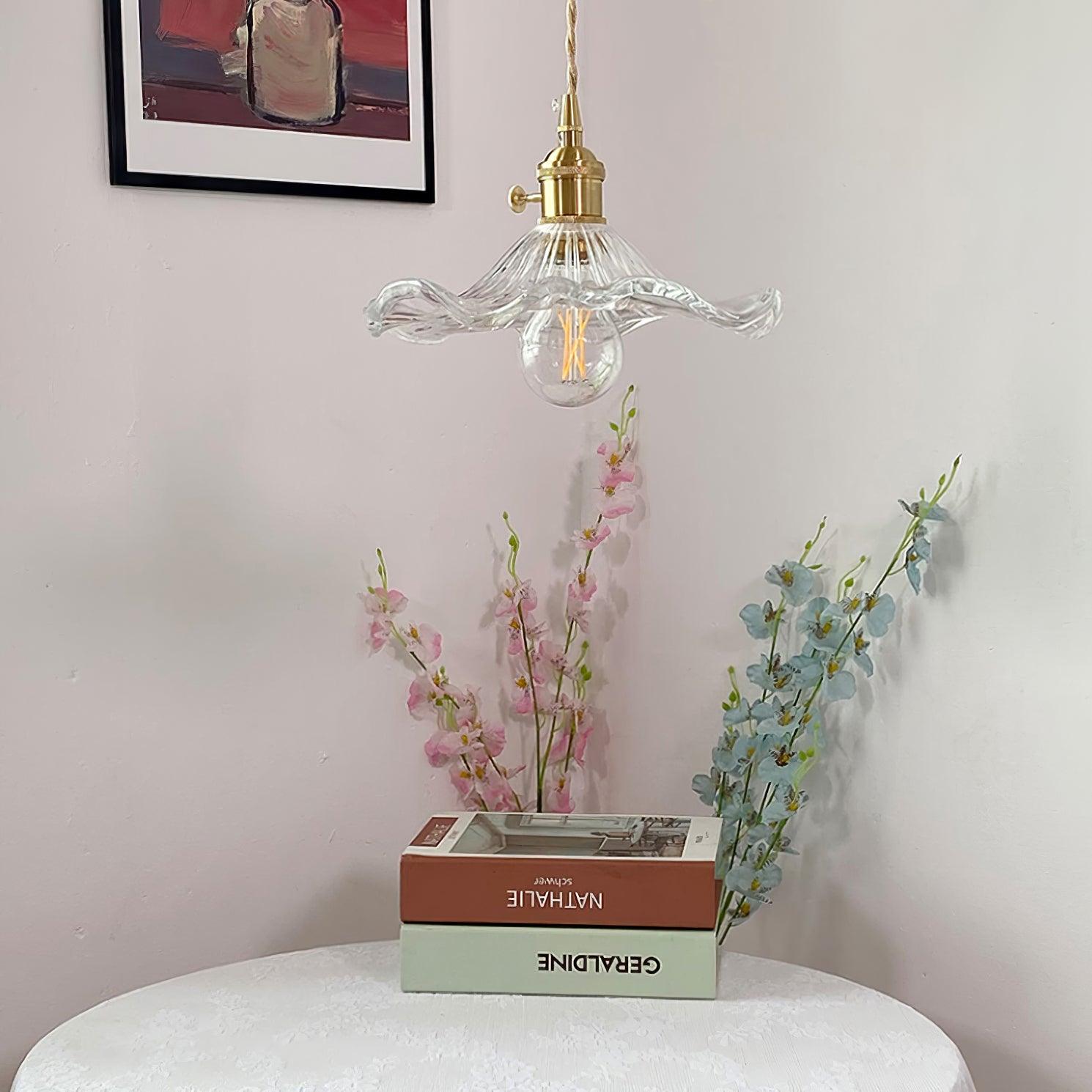 Daphne Modern Glass Flower Pendant Light-Neutral Decor