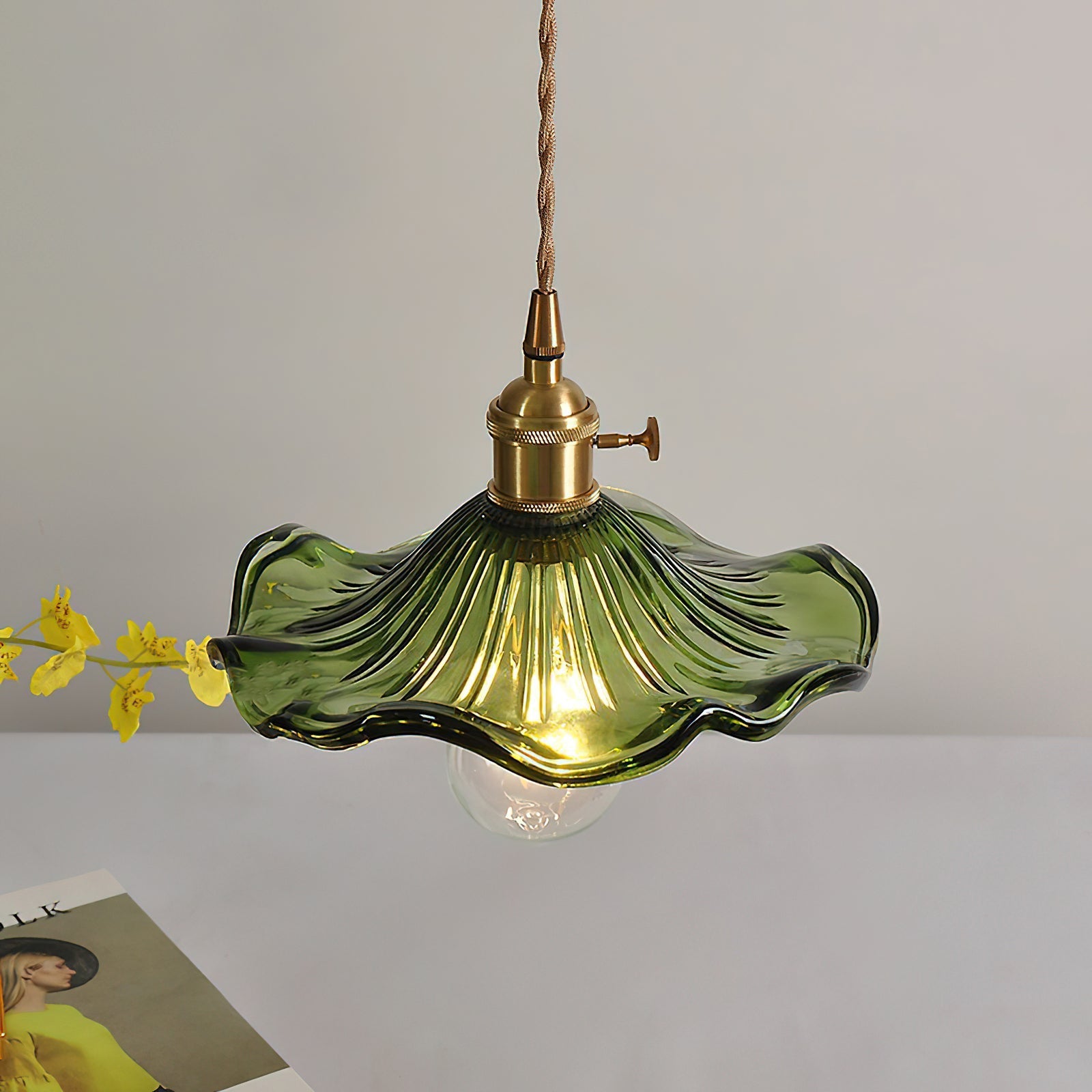 Umi Brass & Glass Vintage Pendant Light-Neutral Decor