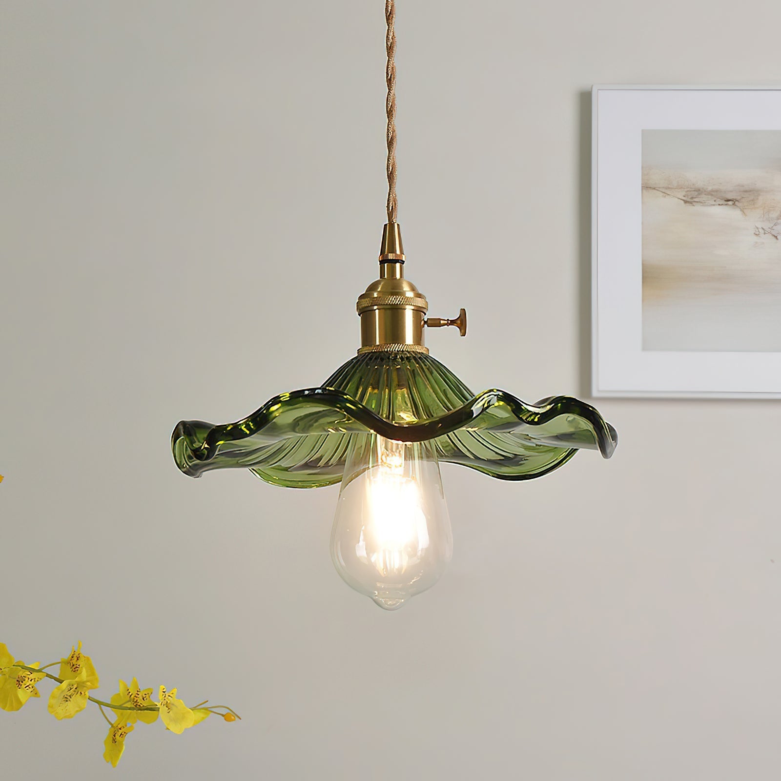 Umi Brass & Glass Vintage Pendant Light-Neutral Decor