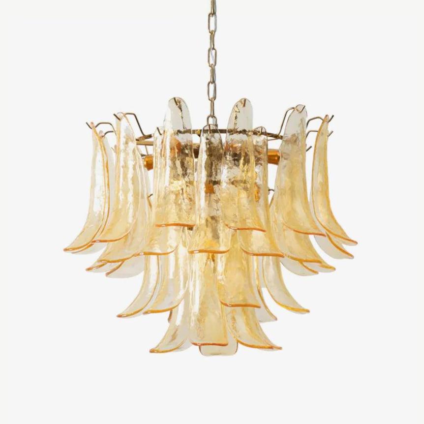 Elvess Chandelier Murano Glass Leaf Golden-Neutral Decor