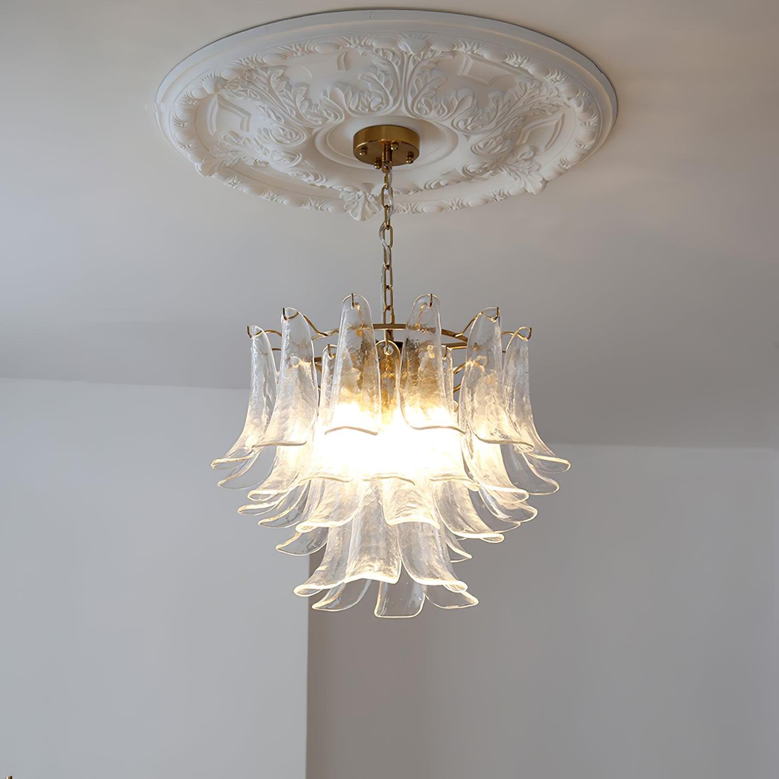 Elvess Chandelier Murano Glass Leaf Golden-Neutral Decor