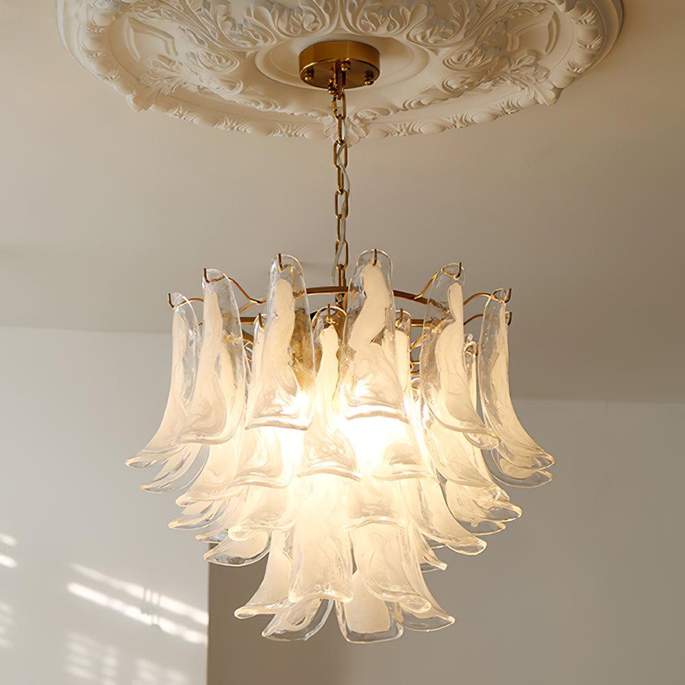 Elvess Chandelier Murano Glass Leaf Golden-Neutral Decor