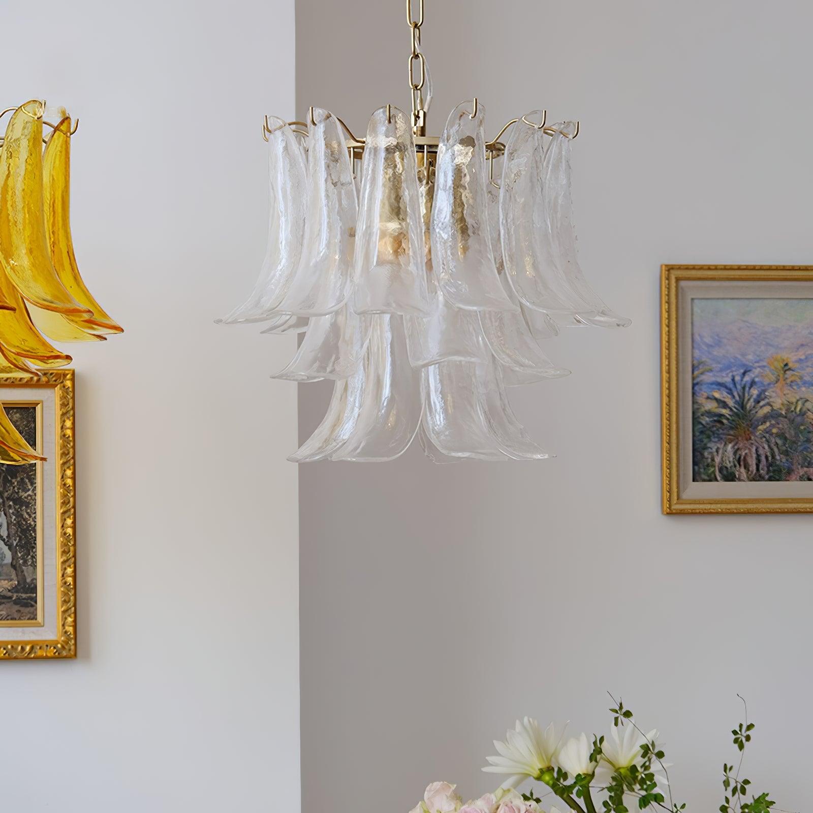 Elvess Chandelier Murano Glass Leaf Golden-Neutral Decor