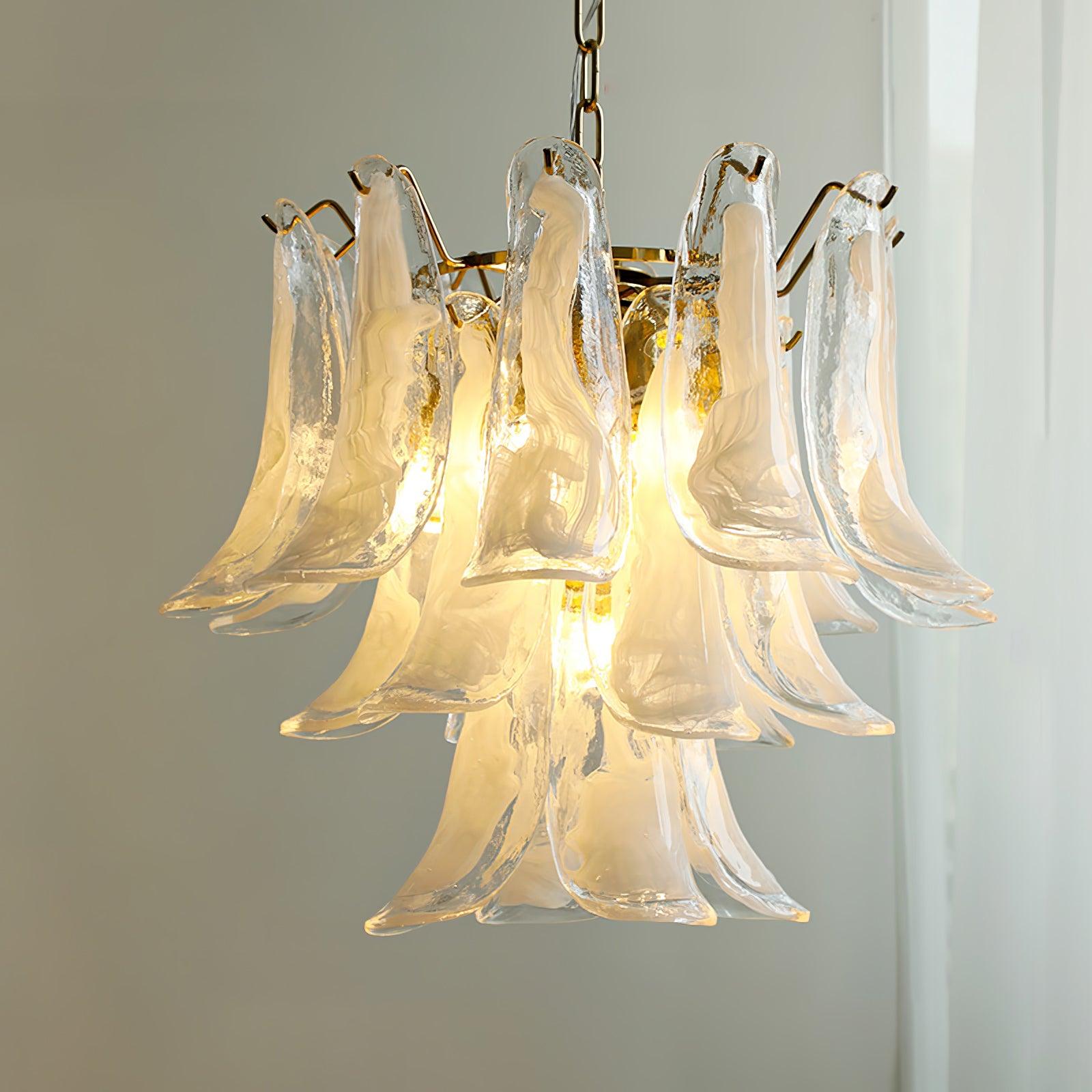 Elvess Chandelier Murano Glass Leaf Golden-Neutral Decor