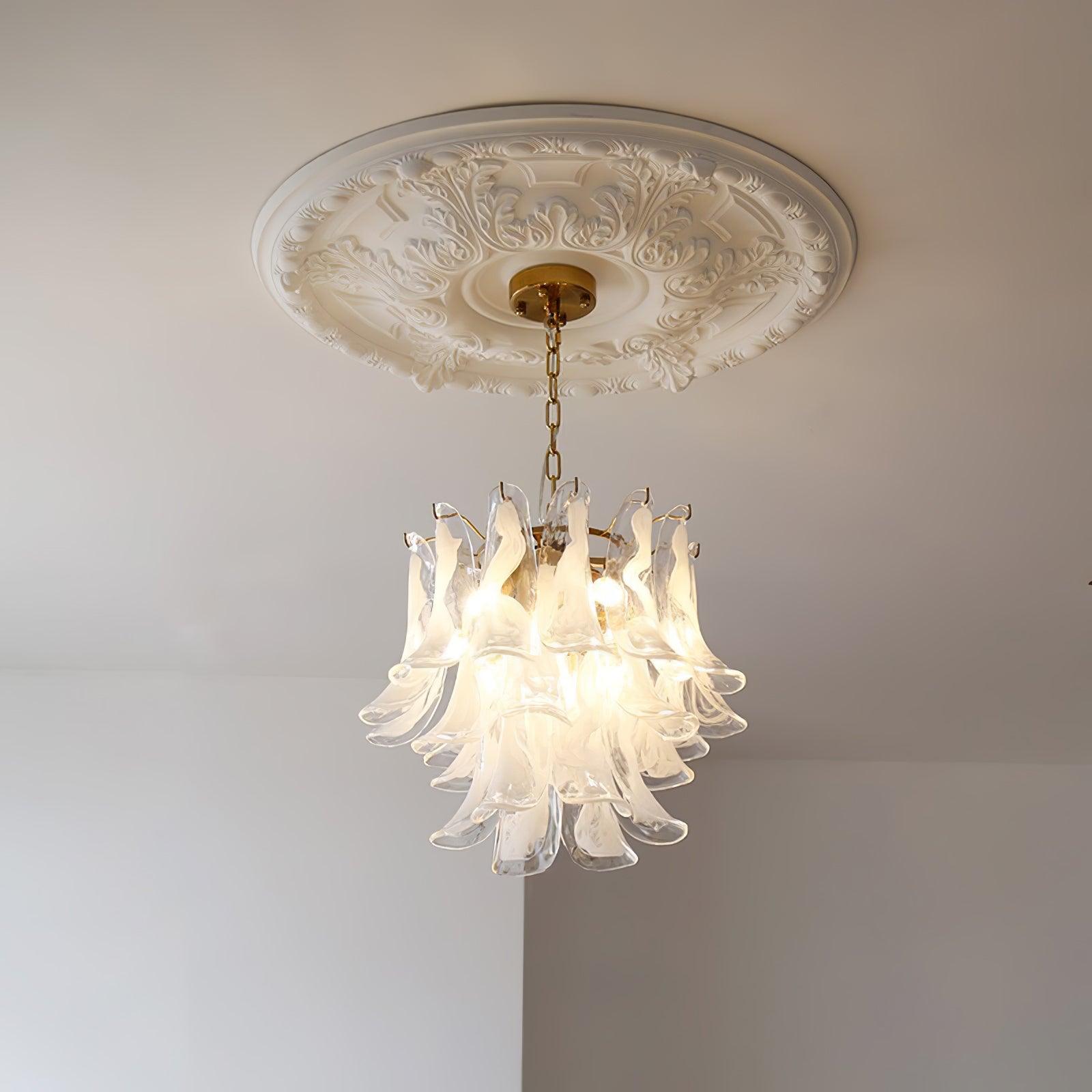 Elvess Chandelier Murano Glass Leaf Golden-Neutral Decor