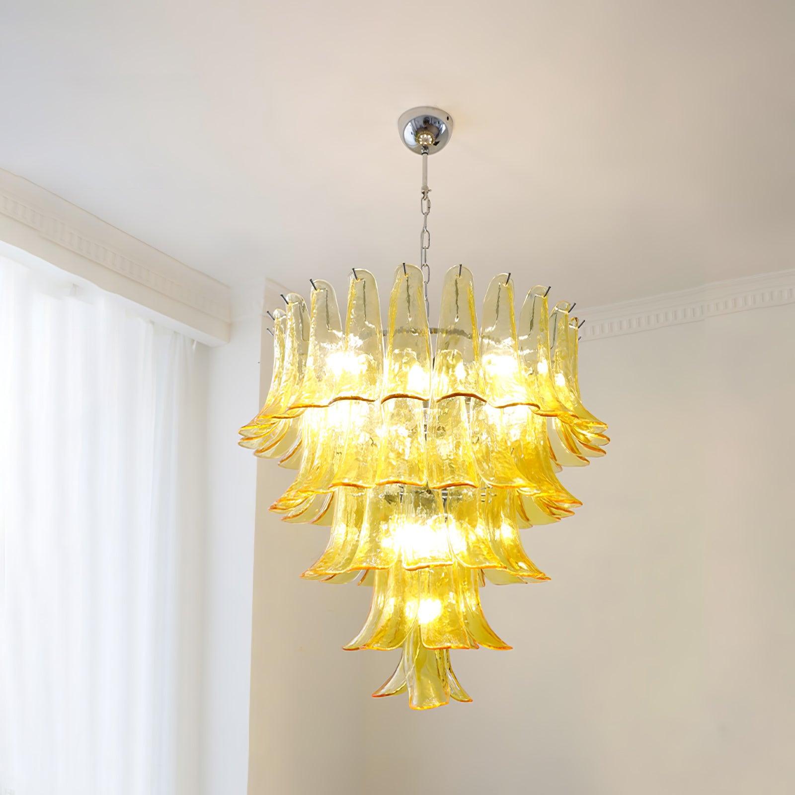 Elvess Chandelier Murano Glass Leaf Golden-Neutral Decor