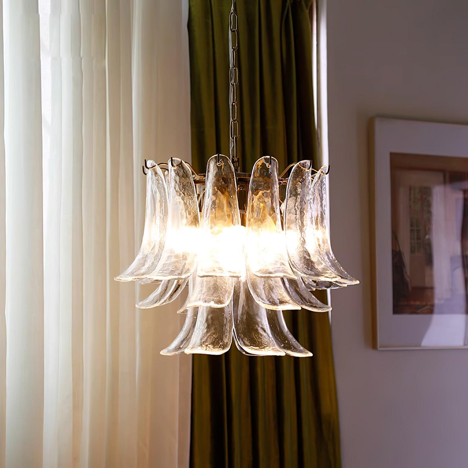 Elvess Chandelier Murano Glass Leaf Golden-Neutral Decor