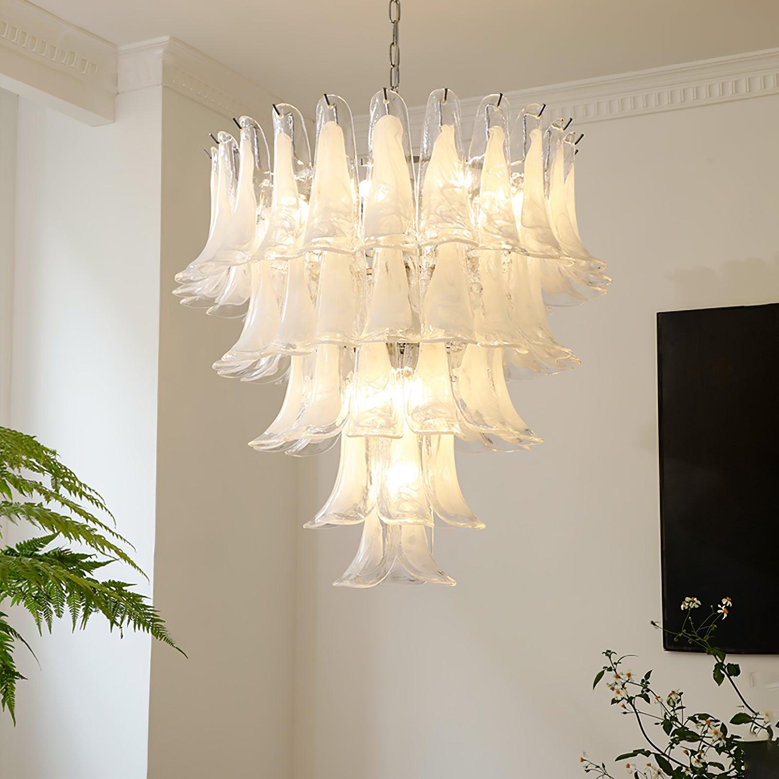 Elvess Chandelier Murano Glass Leaf Golden-Neutral Decor