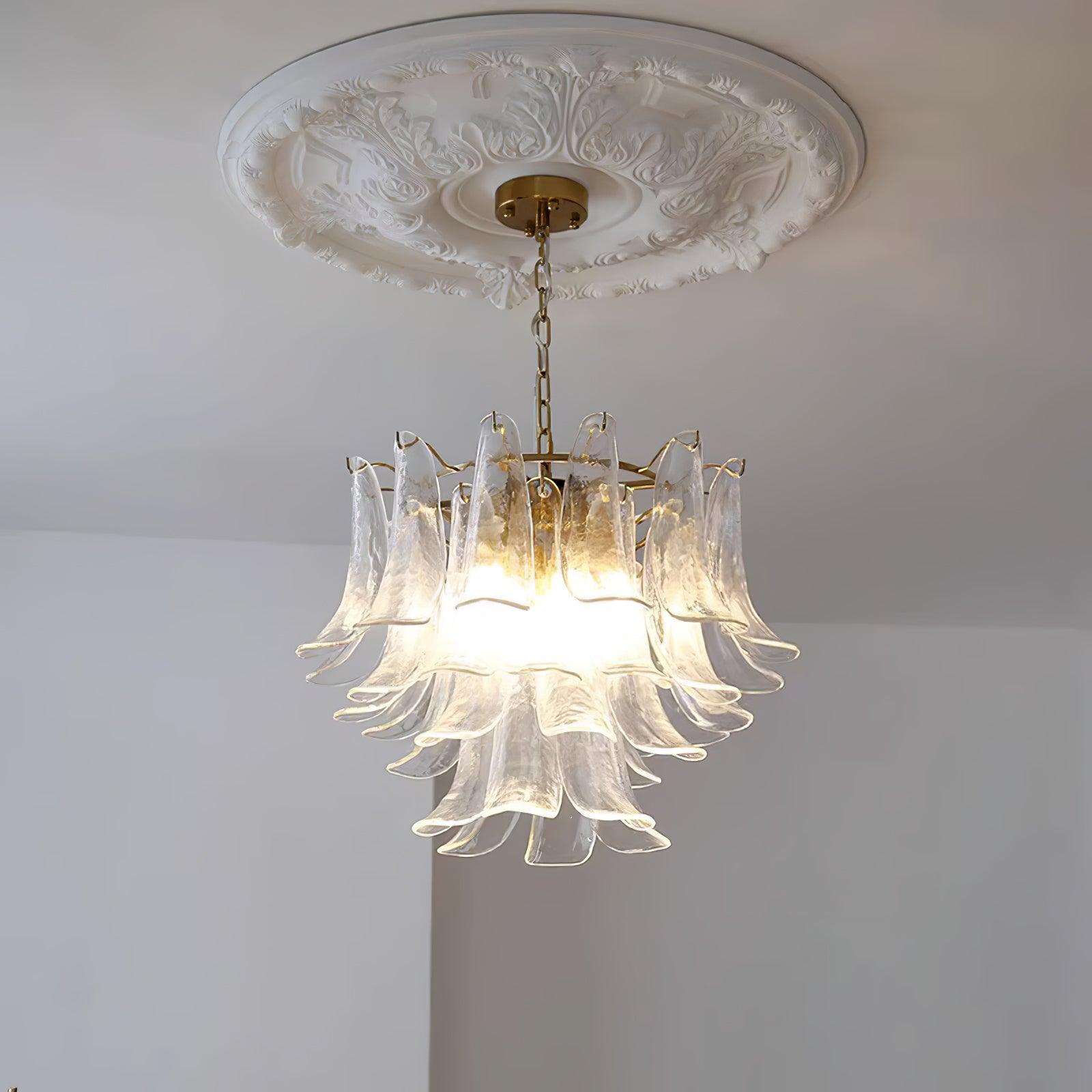 Elvess Chandelier Murano Glass Leaf Golden-Neutral Decor