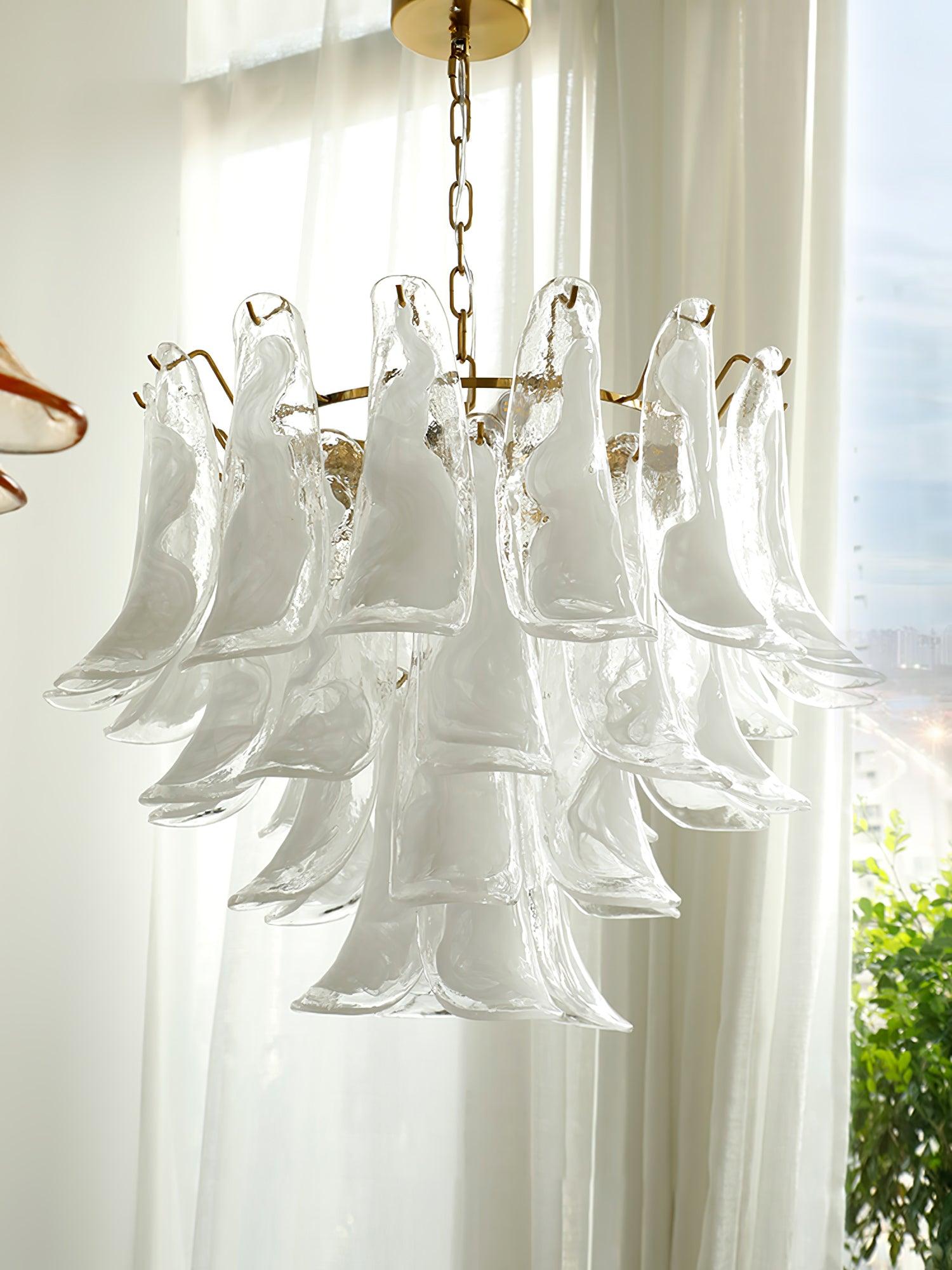 Elvess Chandelier Murano Glass Leaf Golden-Neutral Decor