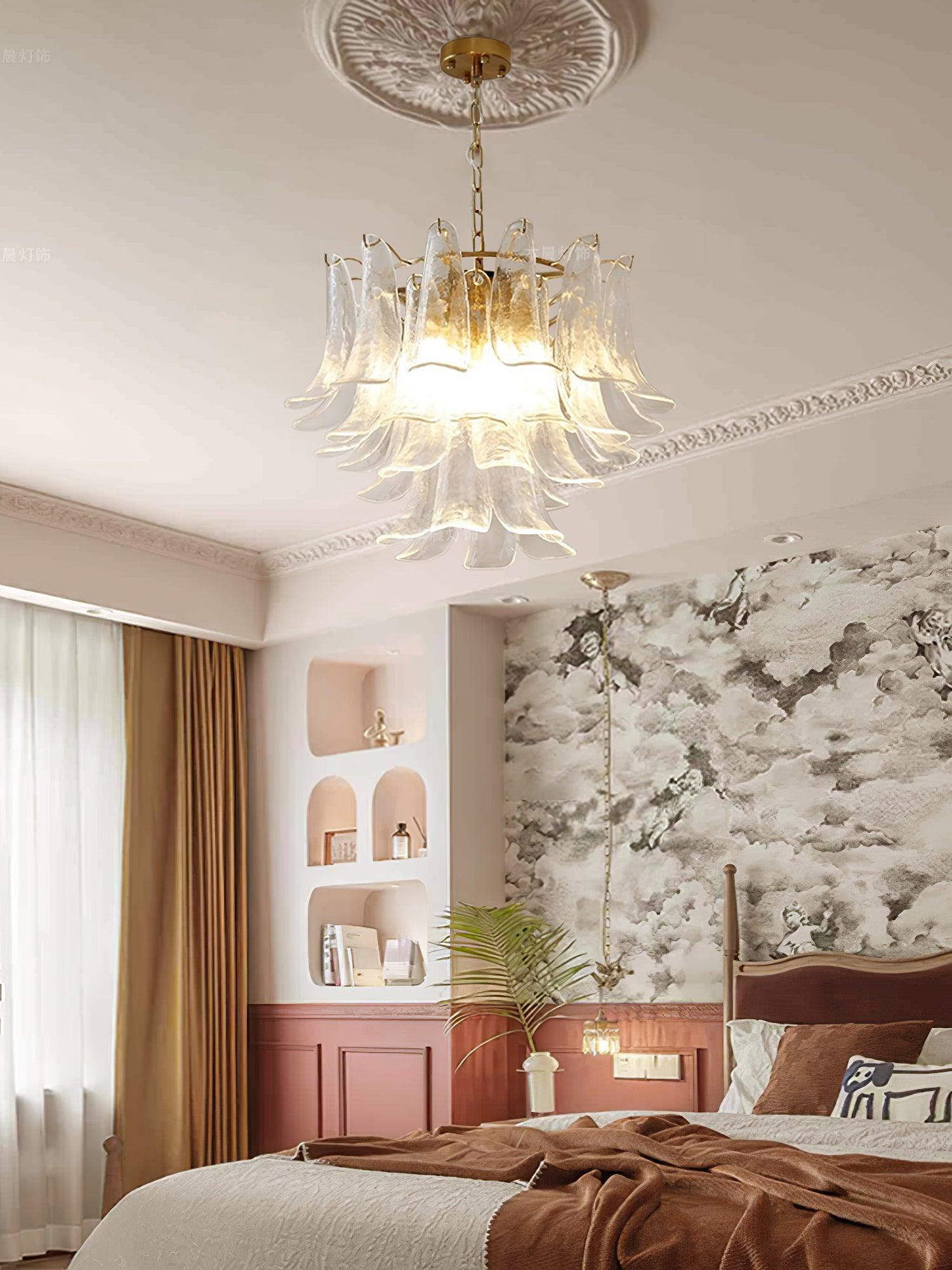 Elvess Chandelier Murano Glass Leaf Golden-Neutral Decor