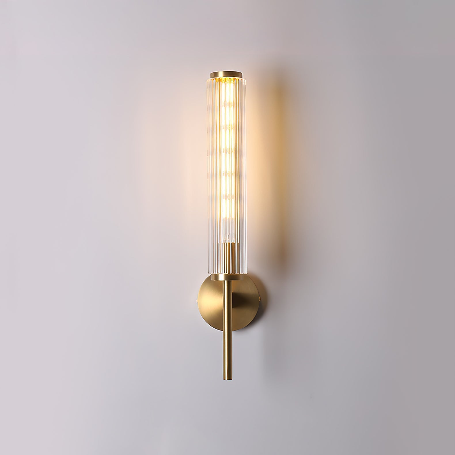 Faylen Premium Linear Brass Glass Wall Light-Neutral Decor