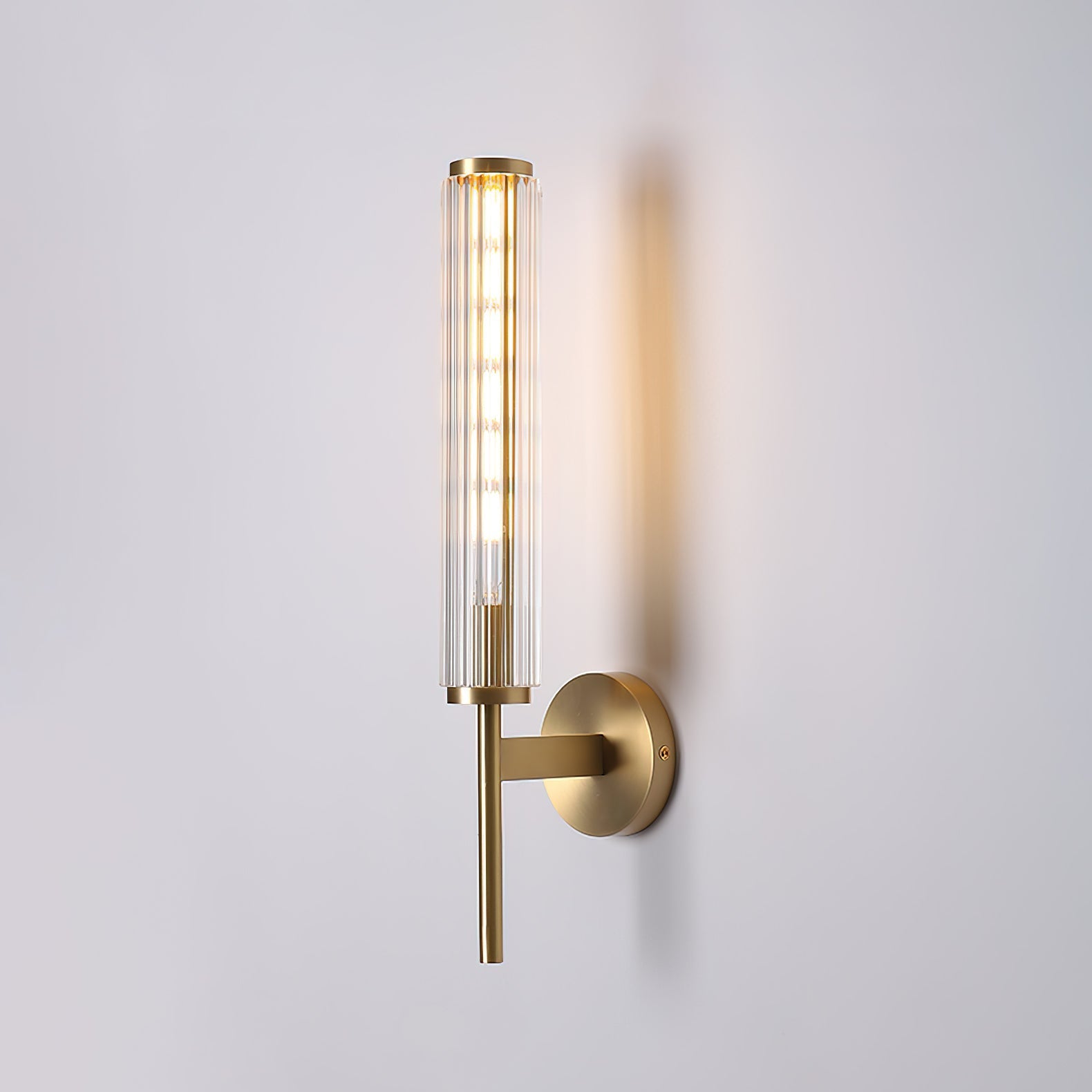 Faylen Premium Linear Brass Glass Wall Light-Neutral Decor
