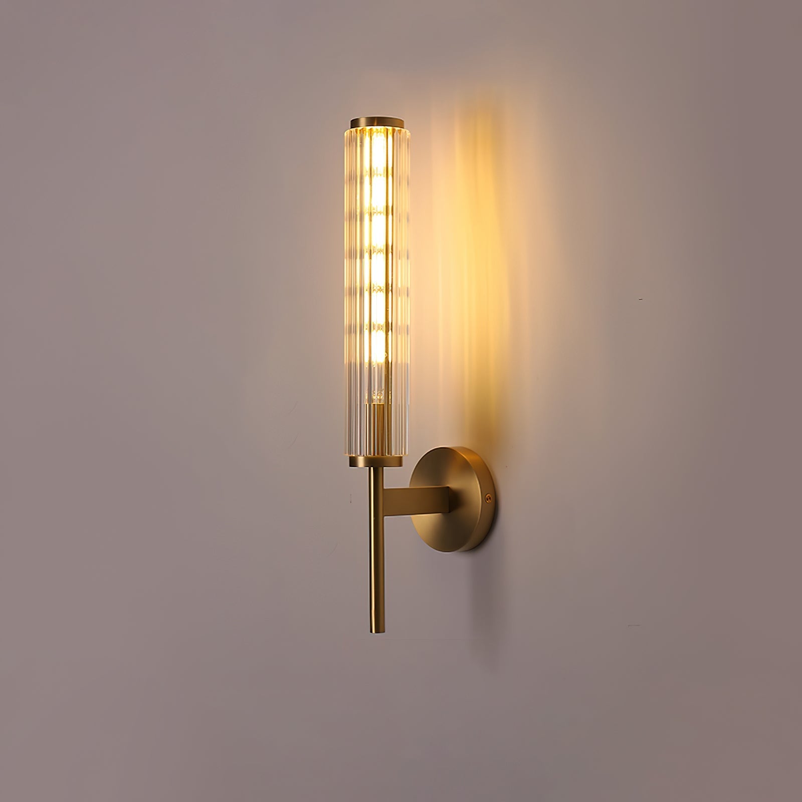 Faylen Premium Linear Brass Glass Wall Light-Neutral Decor