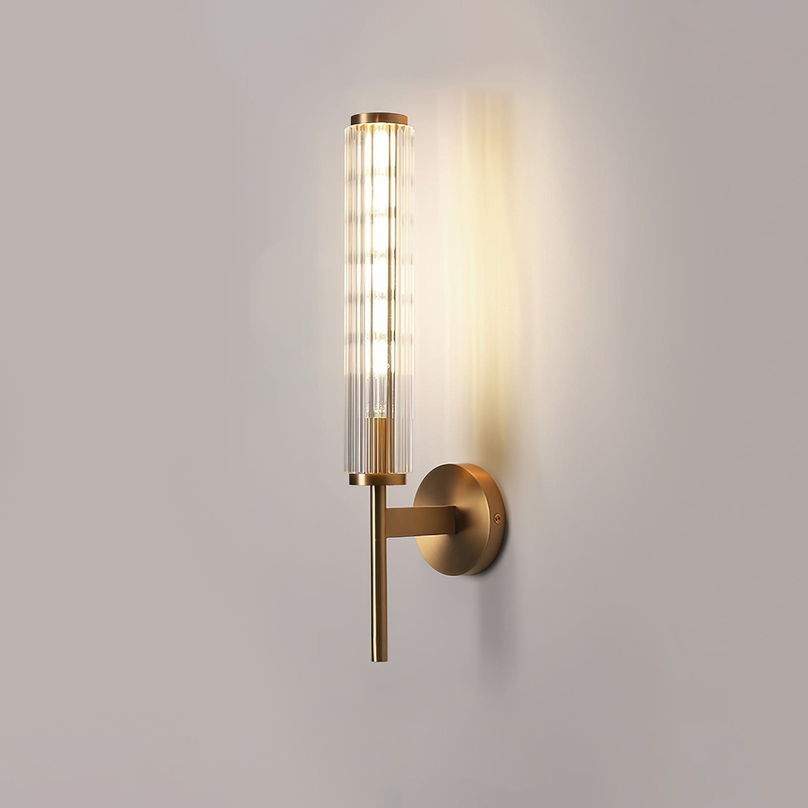 Faylen Premium Linear Brass Glass Wall Light-Neutral Decor