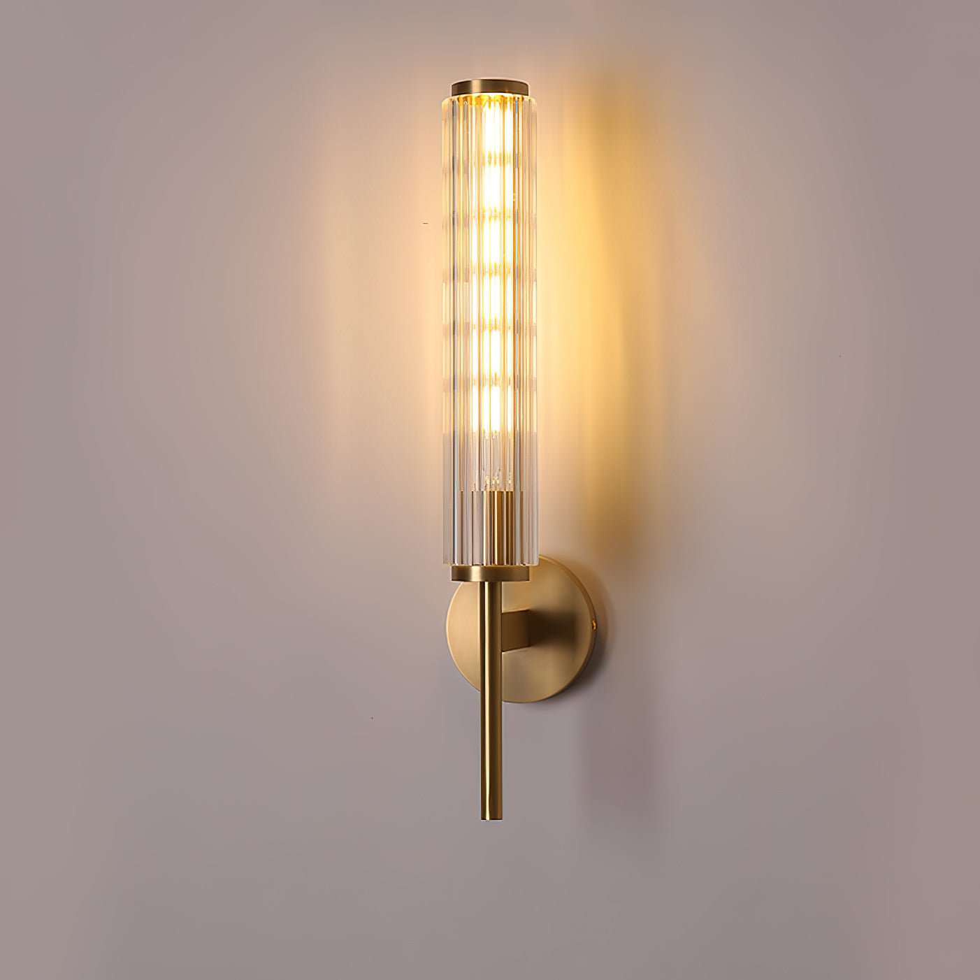 Faylen Premium Linear Brass Glass Wall Light-Neutral Decor